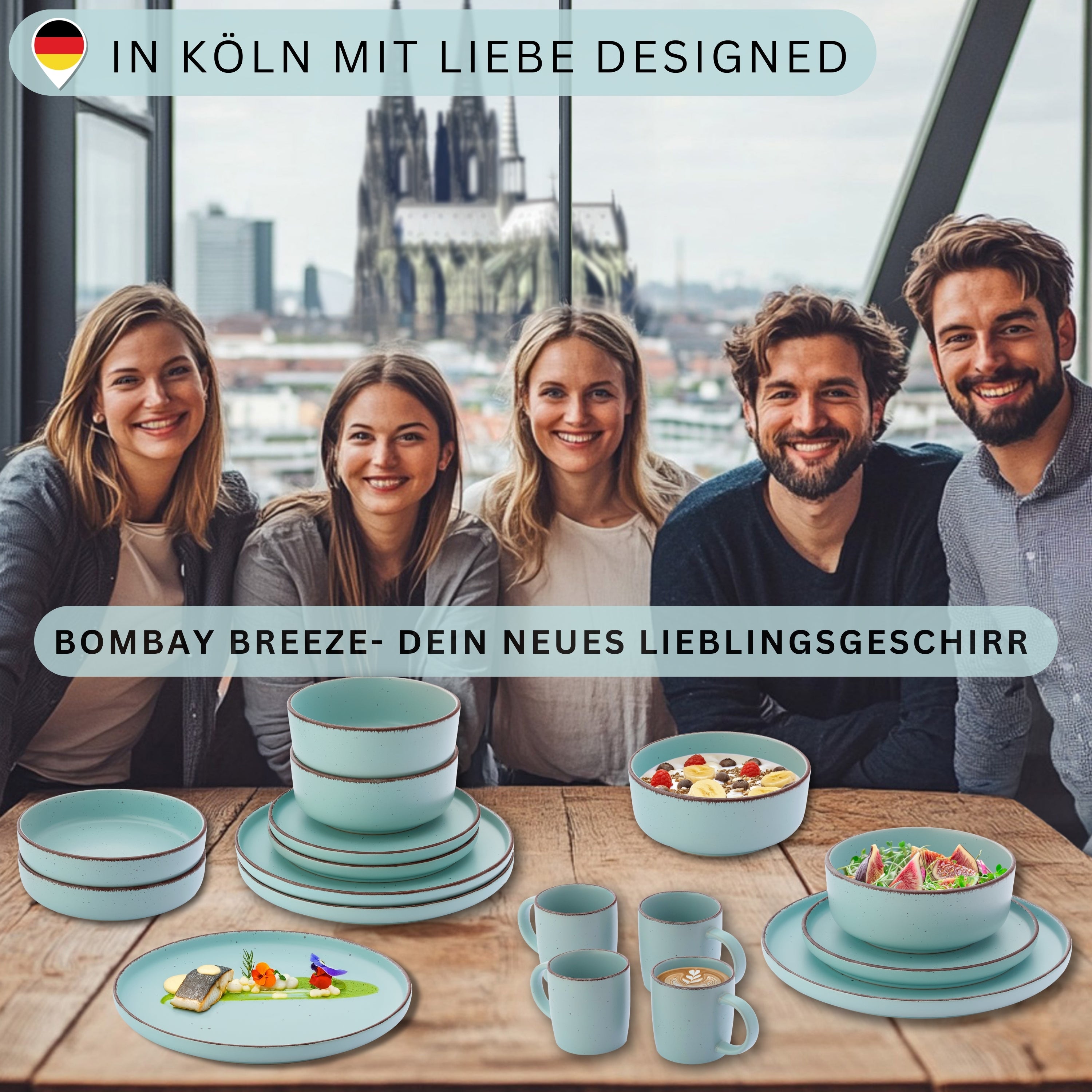 SÄNGER Steingut Kaffeebecher Bombay Breeze 4 teilig