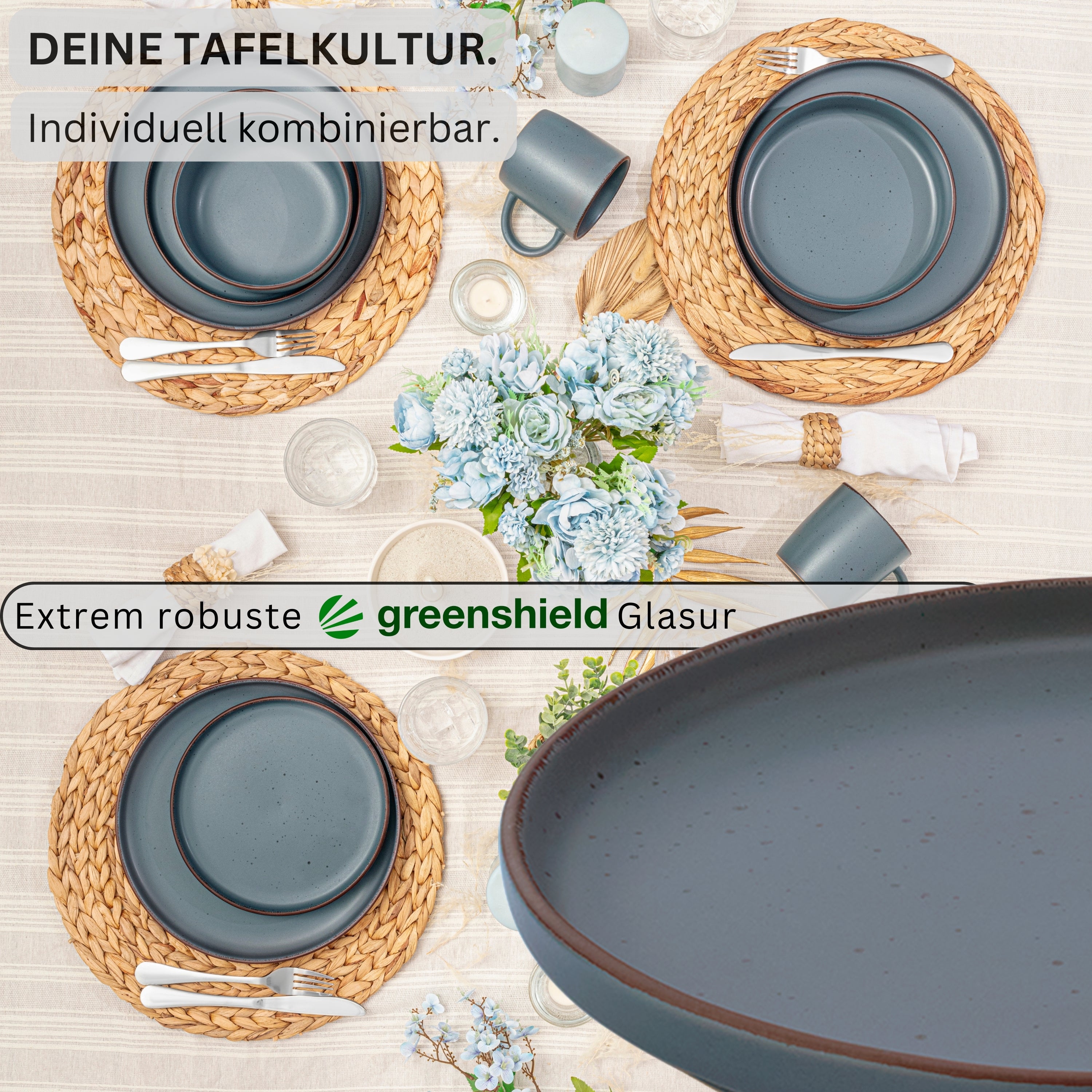 SÄNGER Steingut Dessertteller Bombay Graphit 4 teilig
