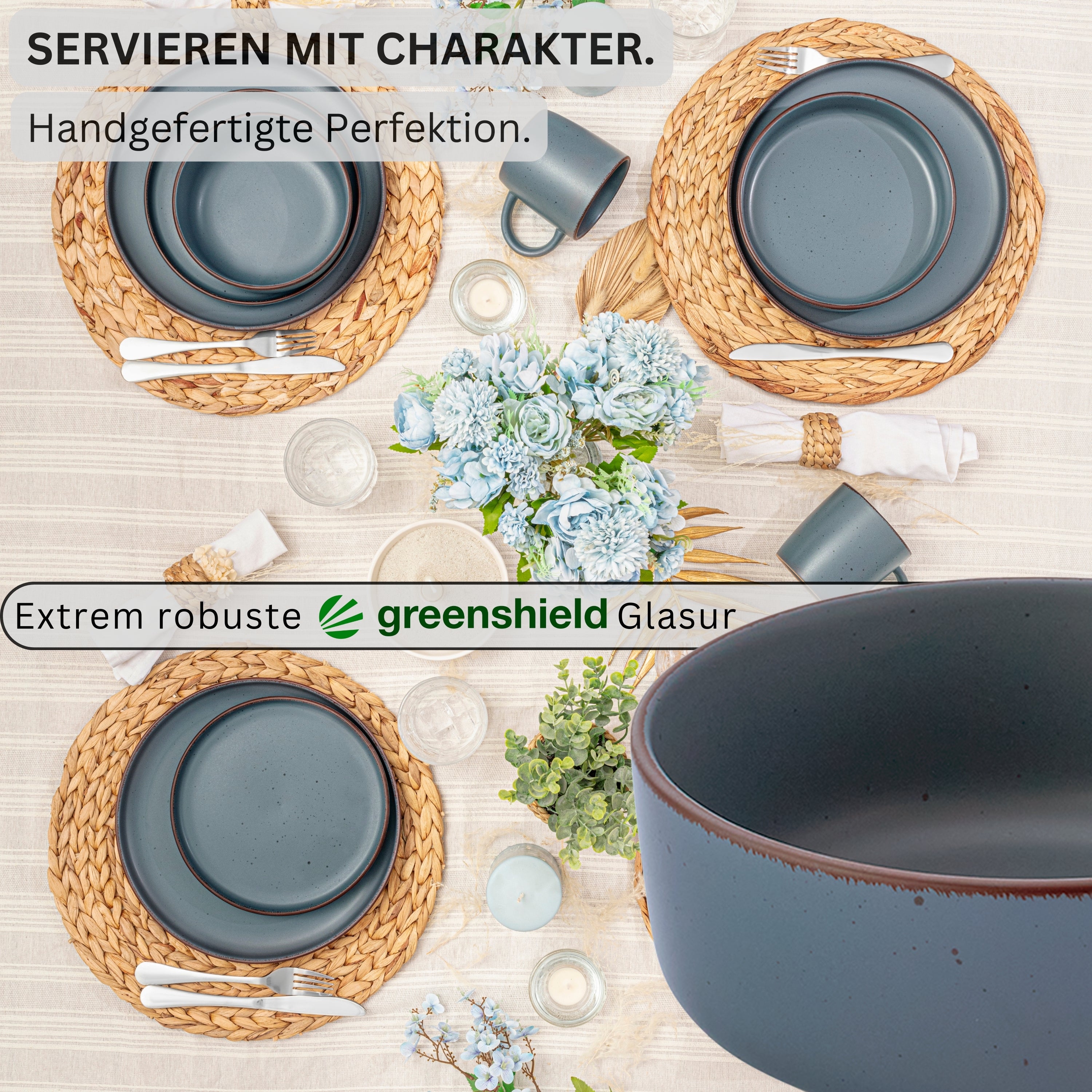SÄNGER Steingut Schalen Bombay Graphit 4 teilig
