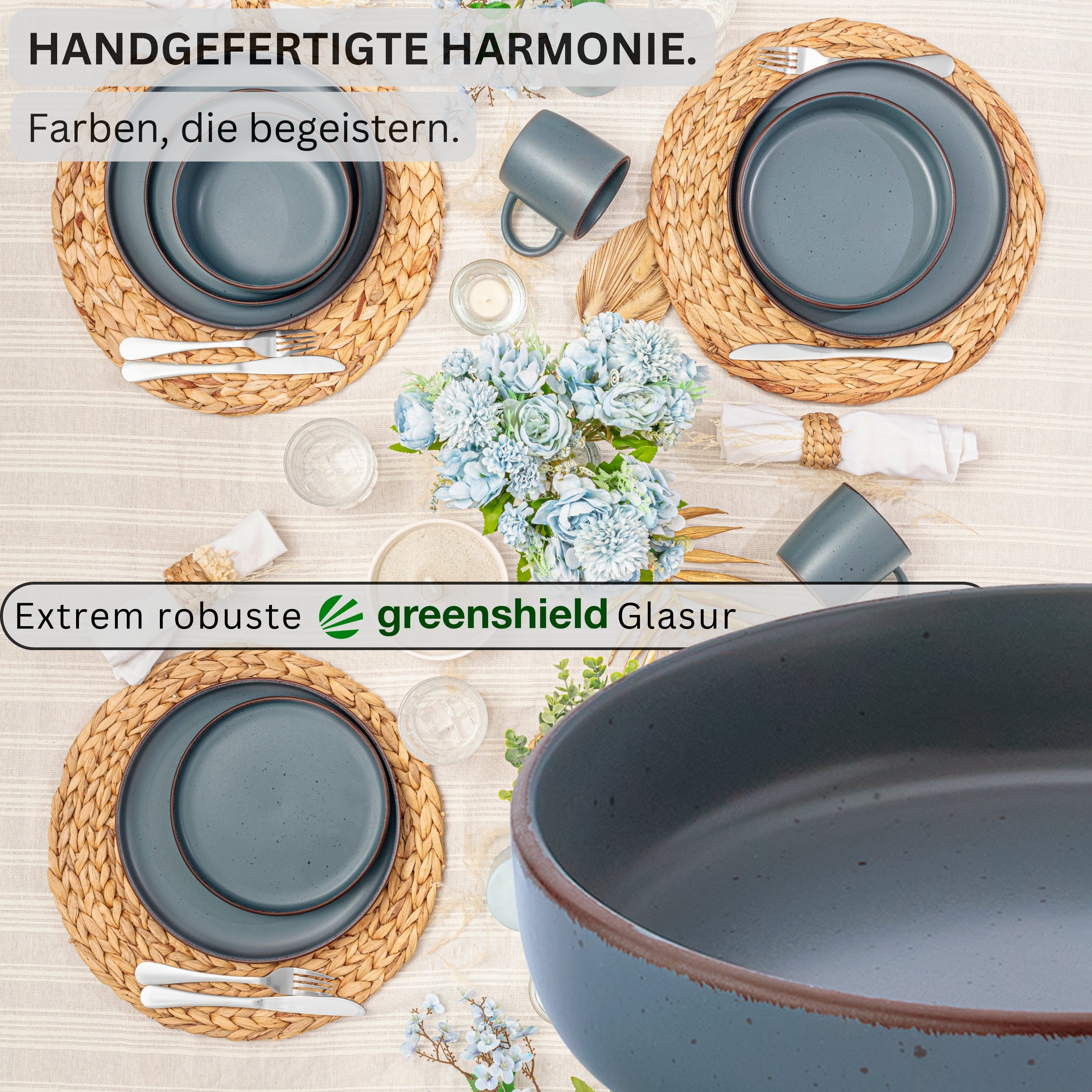 SÄNGER Steingut Pastaschalen Bombay Graphit 4 teilig