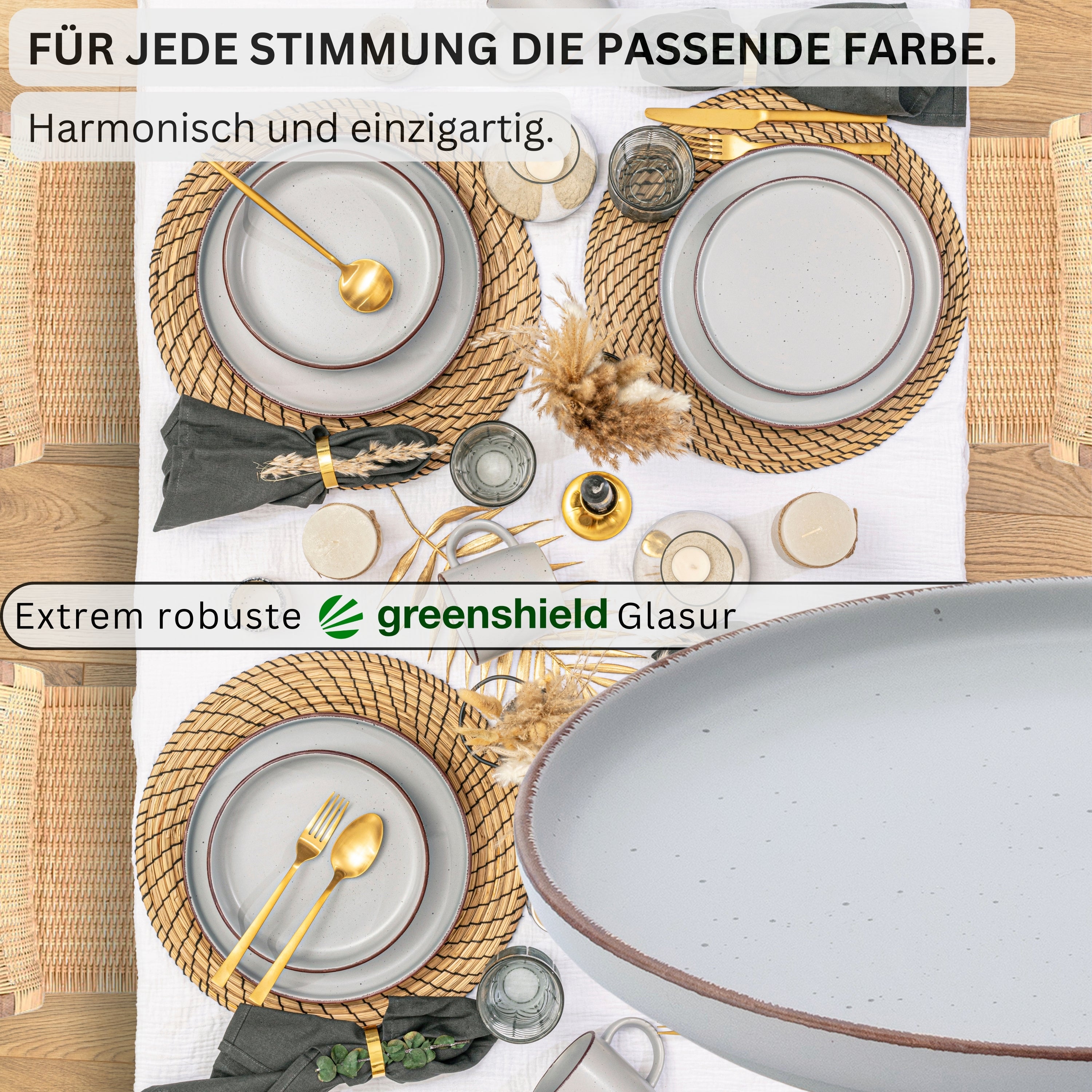 SÄNGER Steingut Dessertteller Bombay Stone 4 teilig