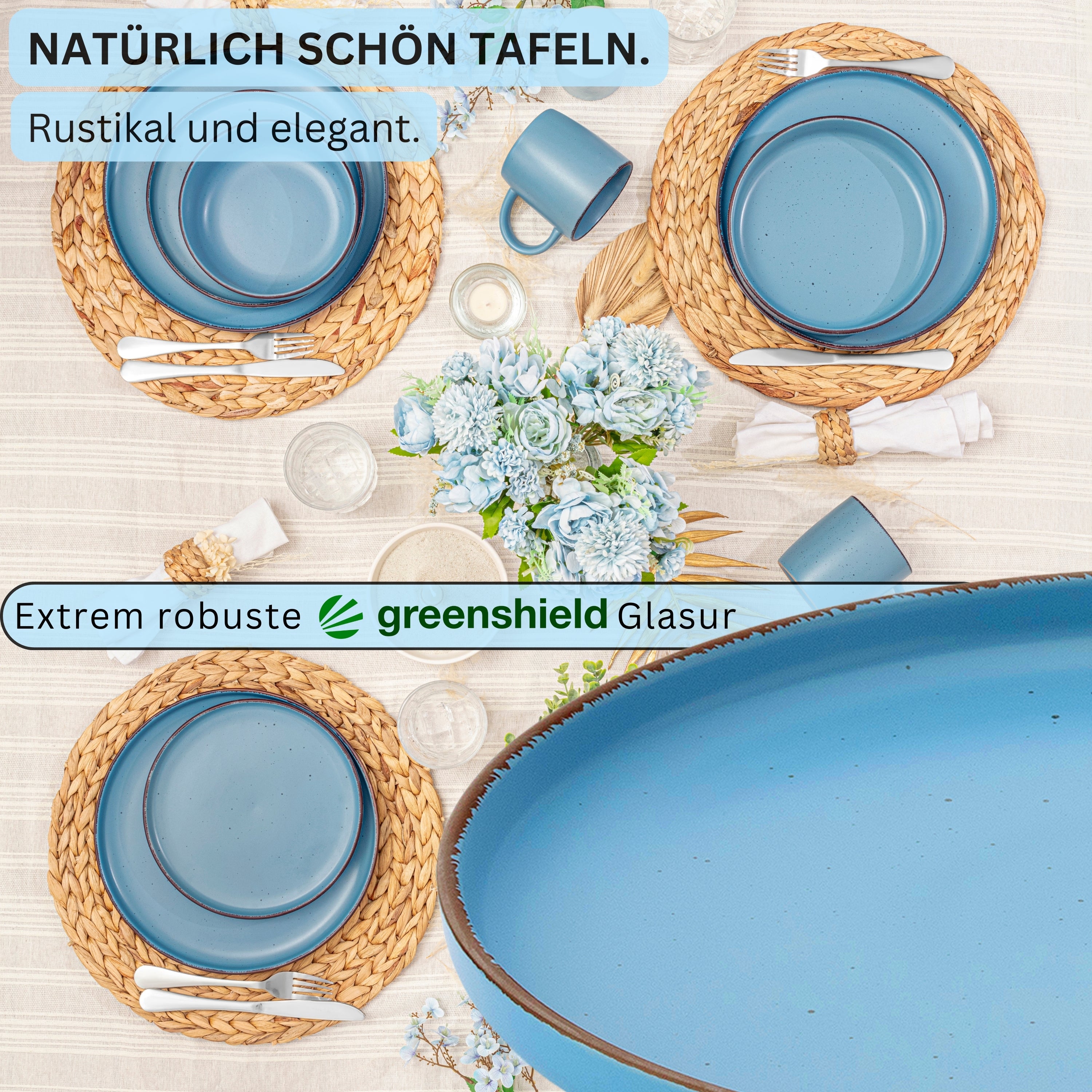 SÄNGER Steingut Speiseteller Bombay Saphir 4 teilig