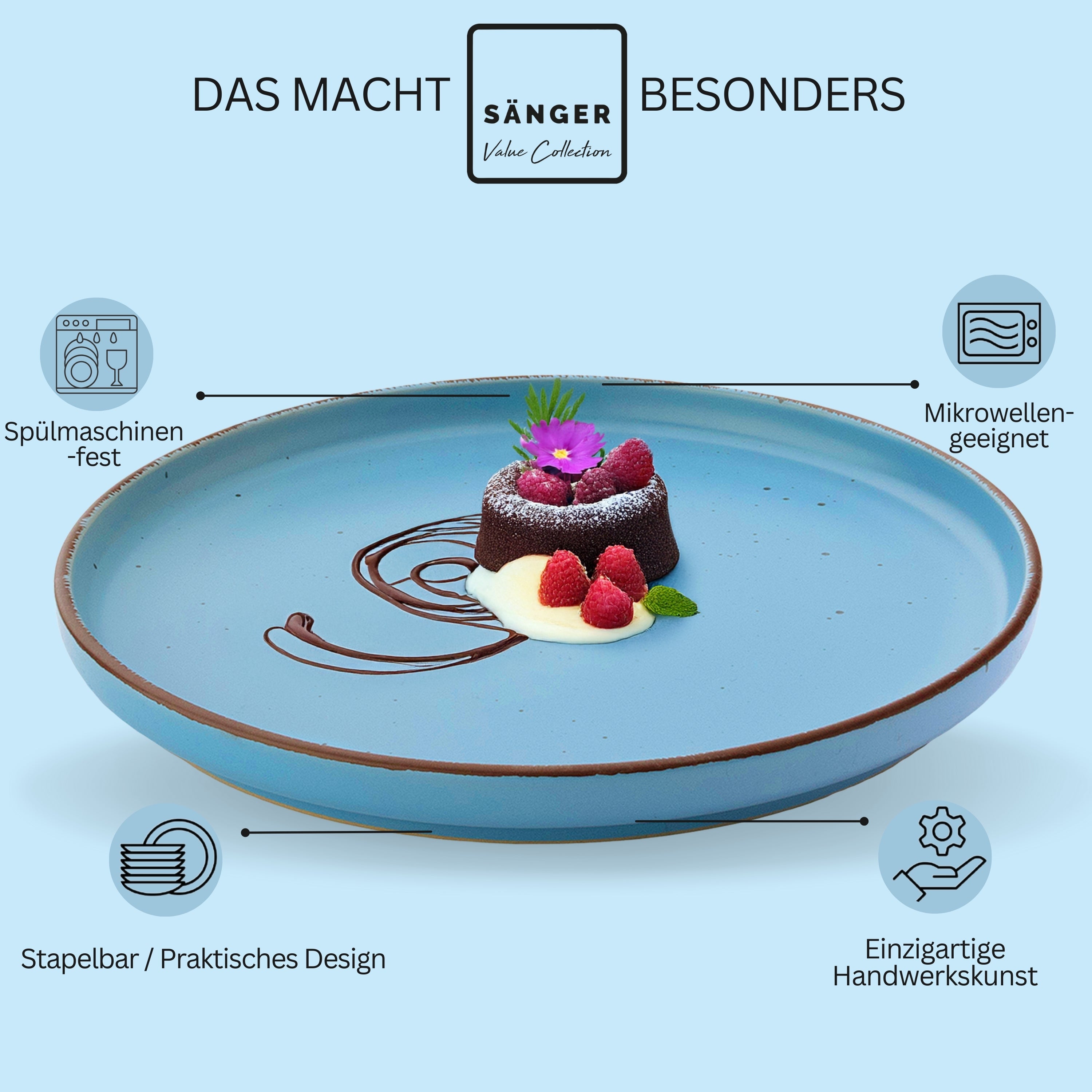 SÄNGER Steingut Dessertteller Bombay Saphir 4 teilig