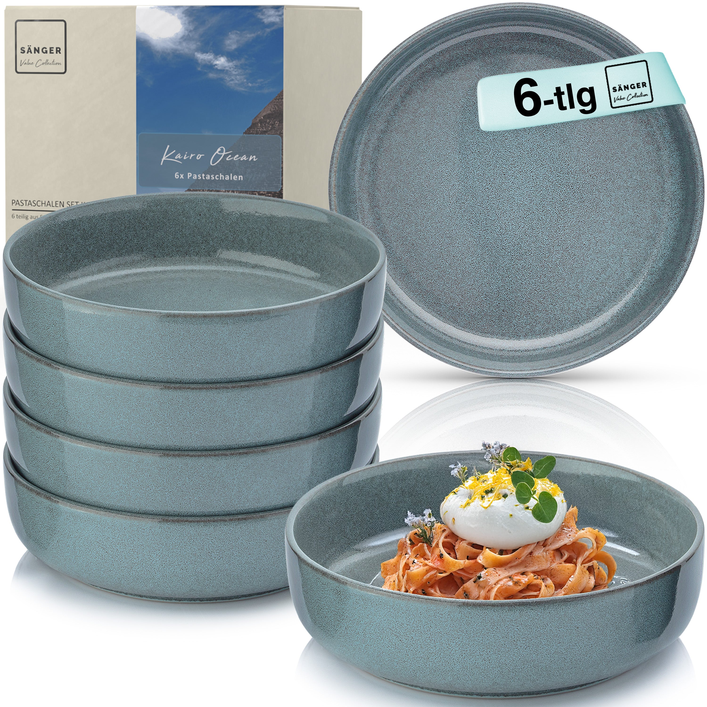 SÄNGER Steingut Pastaschalen Kairo Ocean 6 teilig