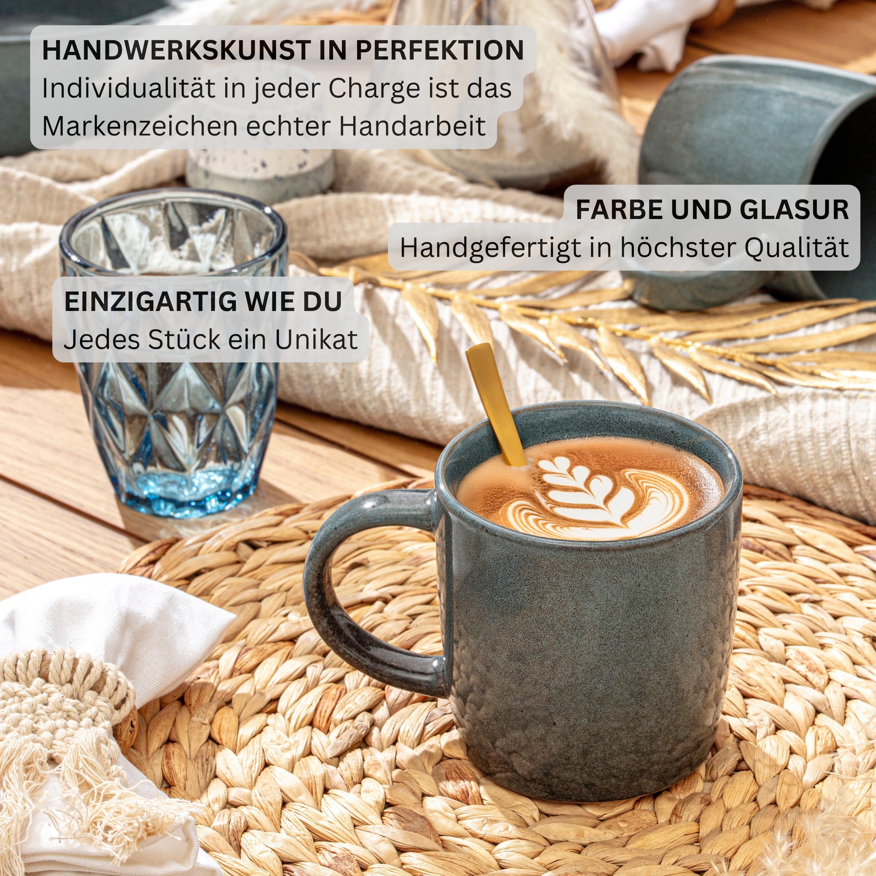 SÄNGER Steingut Kaffeebecher Kairo Ocean 6 teilig