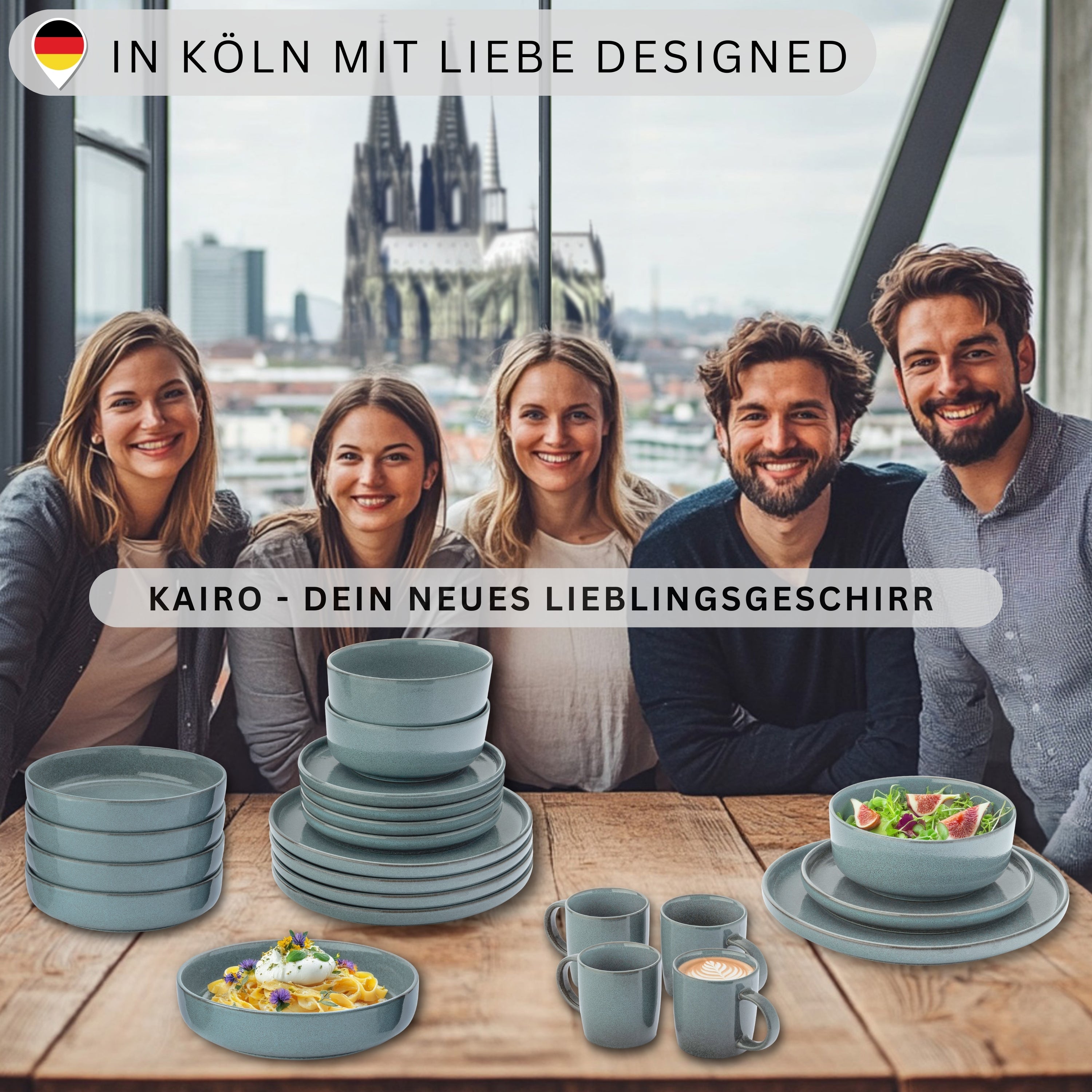 SÄNGER Steingut Kaffeebecher Kairo Ocean 6 teilig