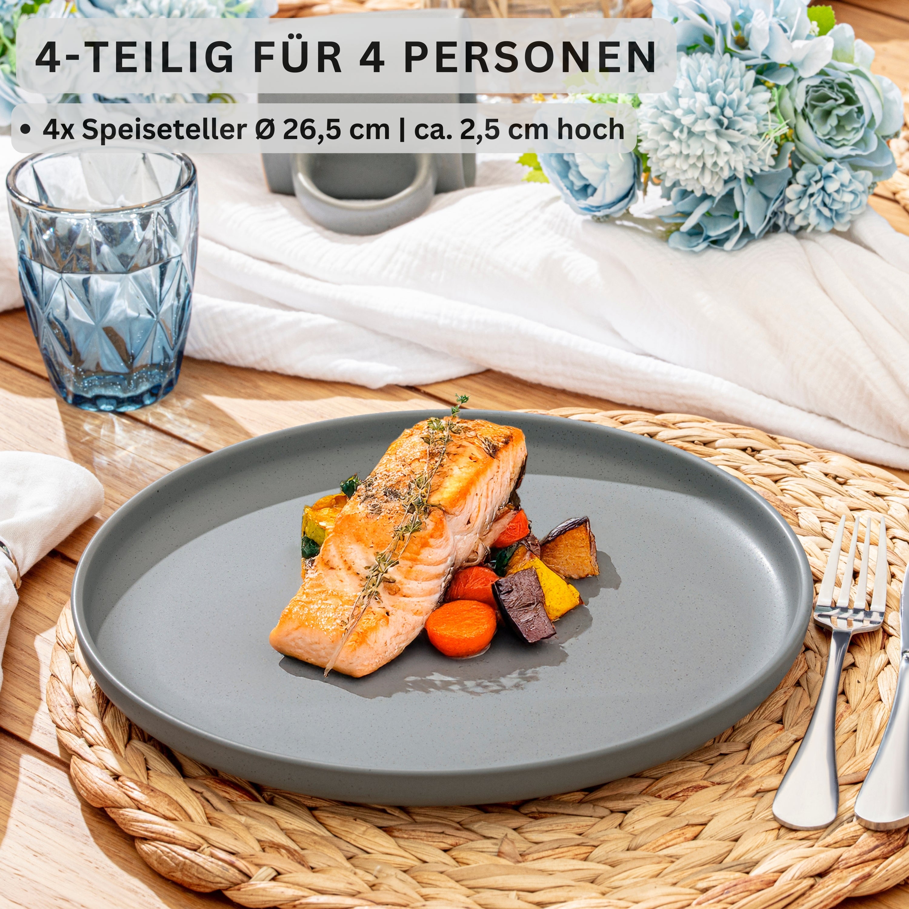 SÄNGER Steingut Speiseteller Leeds 4 teilig