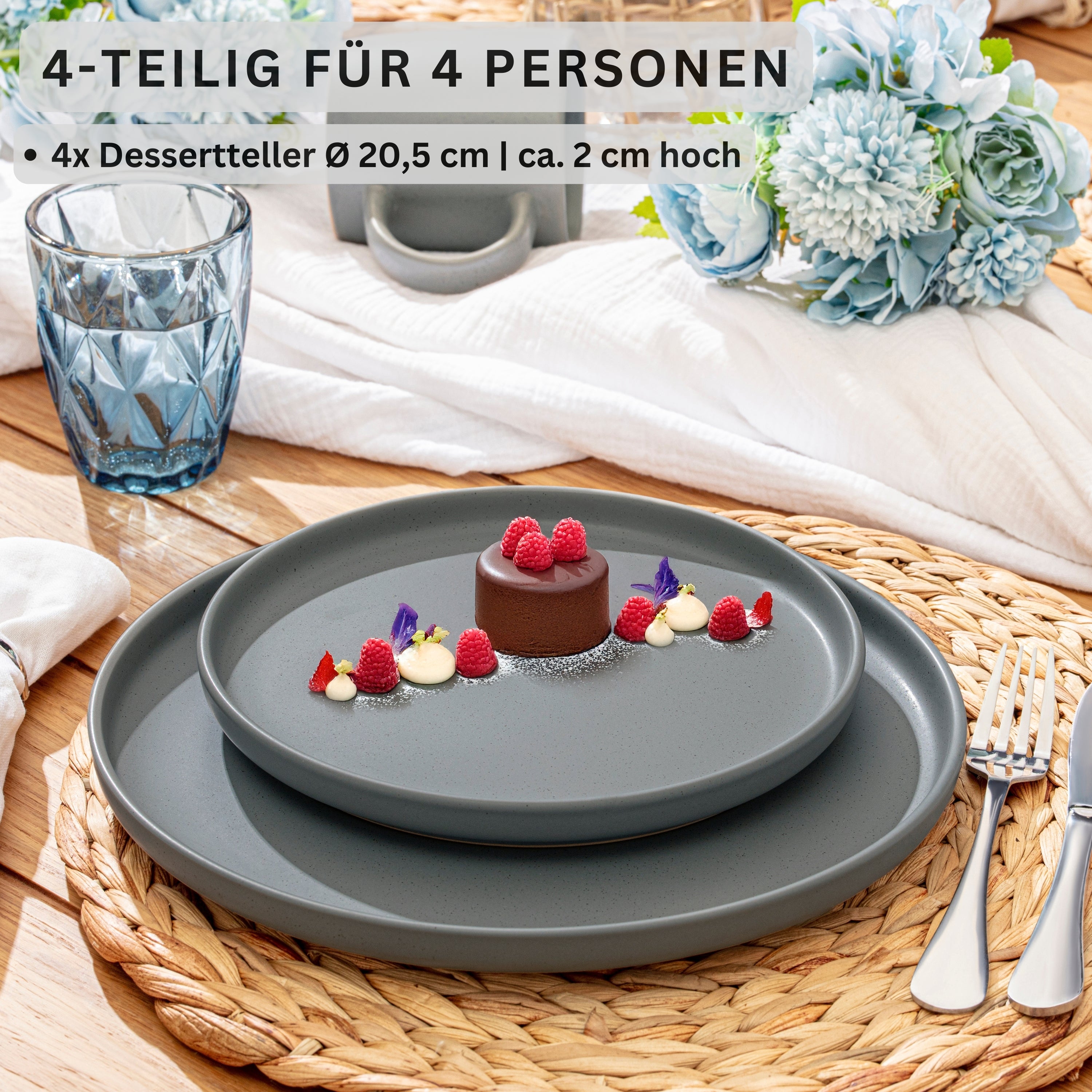 SÄNGER Steingut Dessertteller Leeds 4 teilig