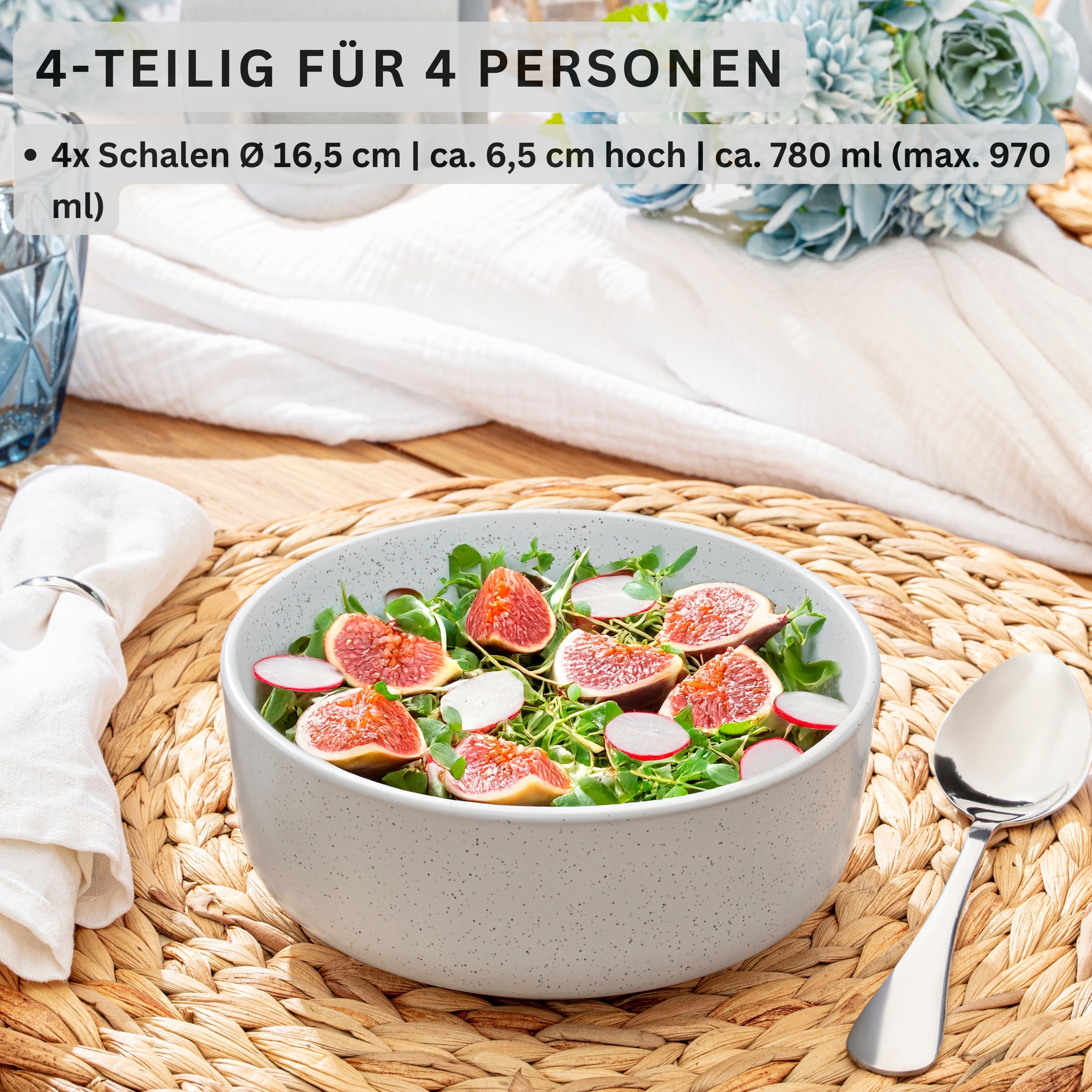SÄNGER Steingut Schalen Leeds 4 teilig