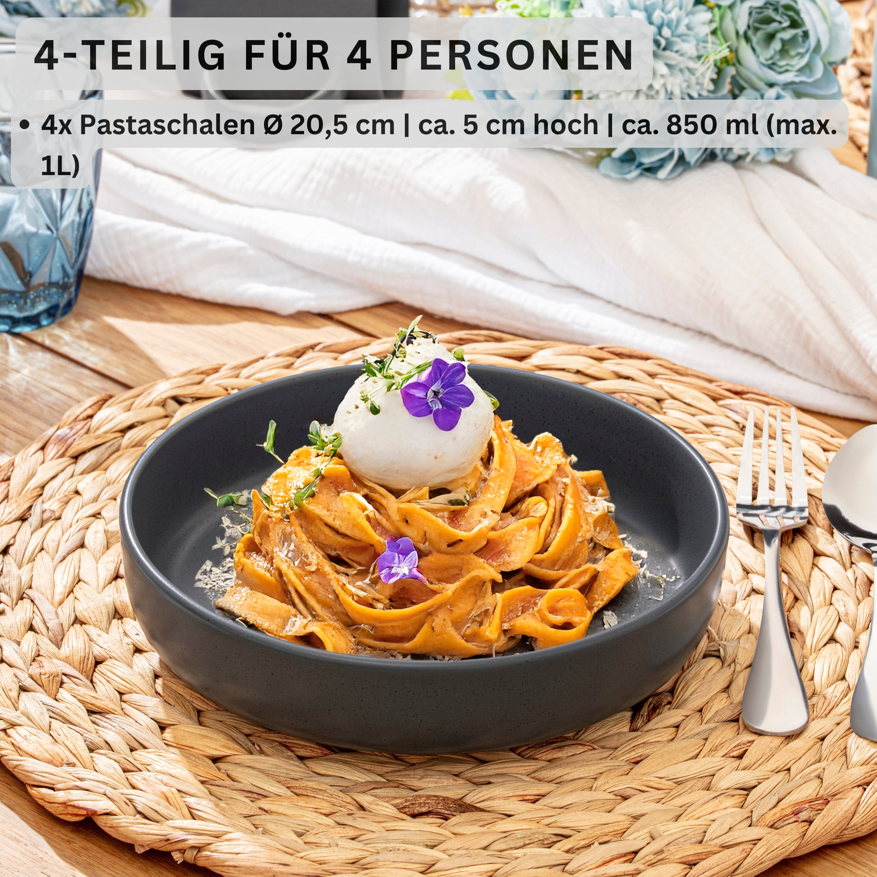 SÄNGER Steingut Pastaschalen Leeds 4 teilig