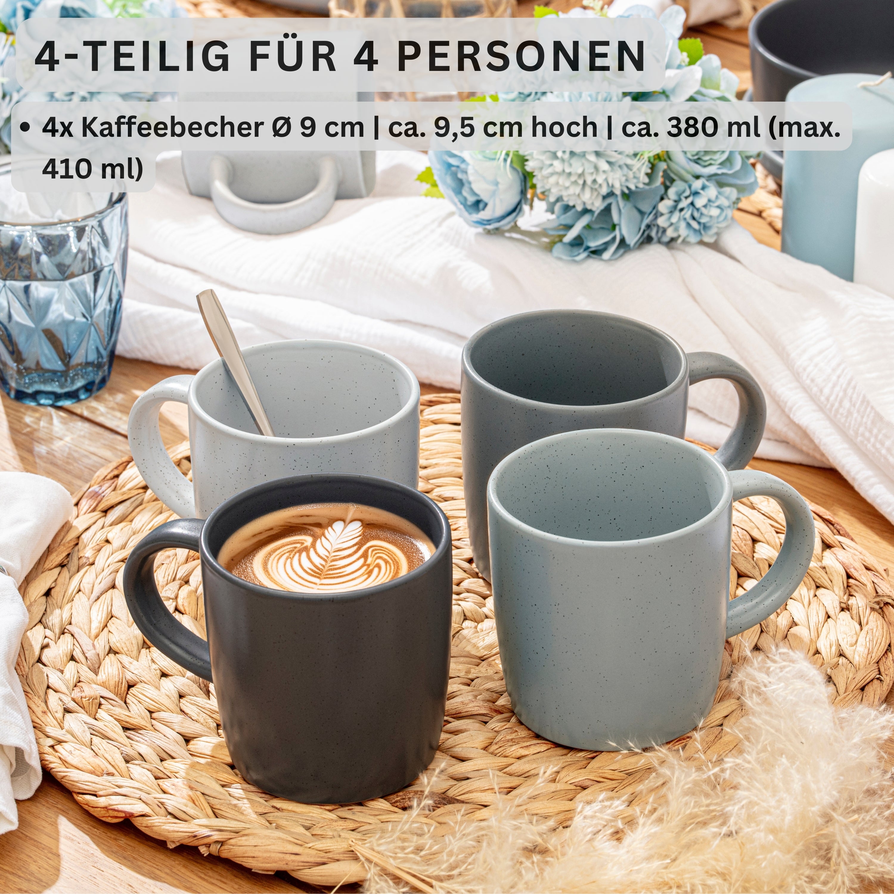 SÄNGER Steingut Kaffeebecher Leeds 4 teilig
