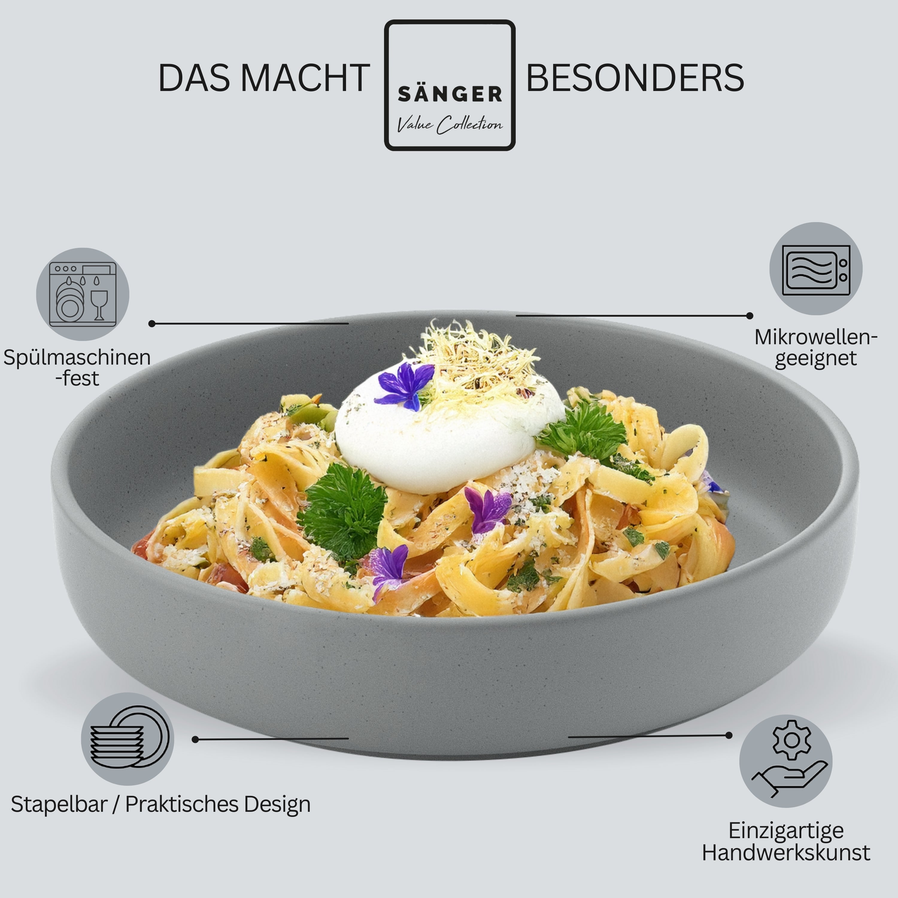 SÄNGER Steingut Pastaschalen Leeds 4 teilig