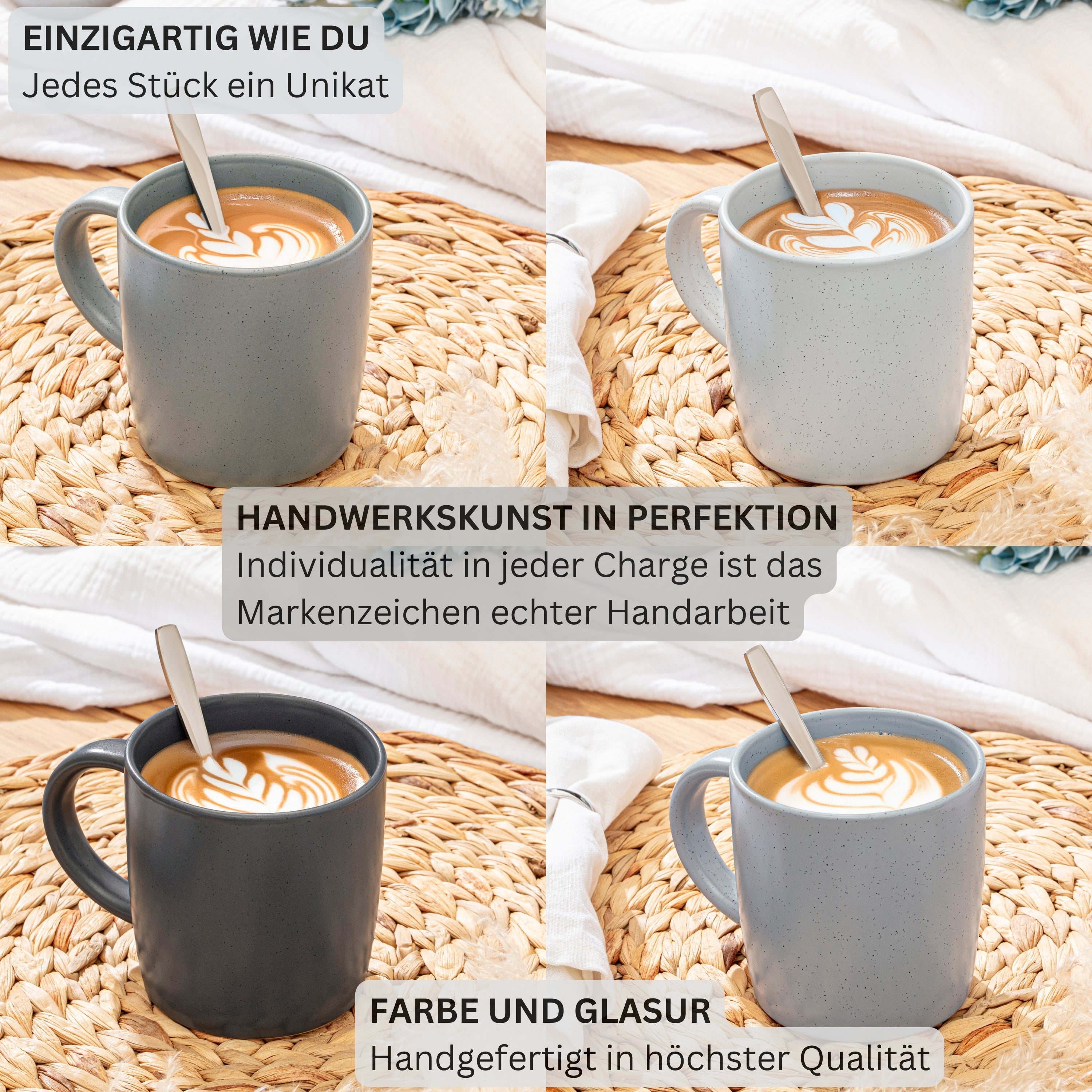 SÄNGER Steingut Kaffeebecher Leeds 4 teilig