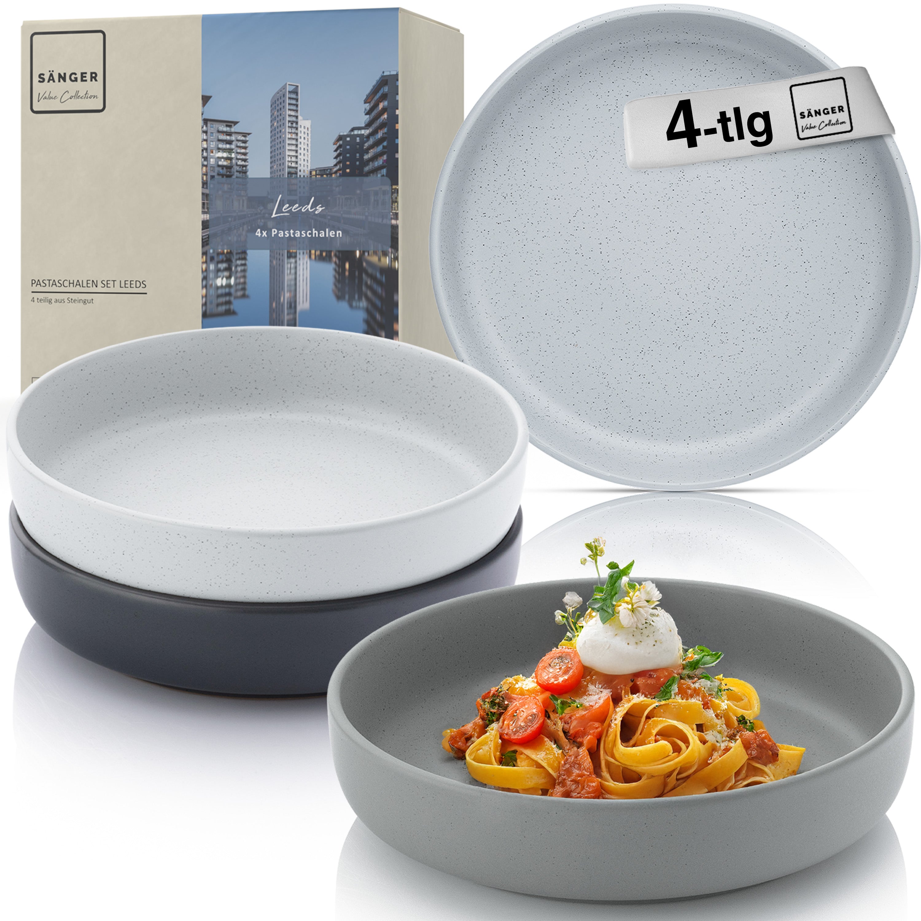 SÄNGER Steingut Pastaschalen Leeds 4 teilig