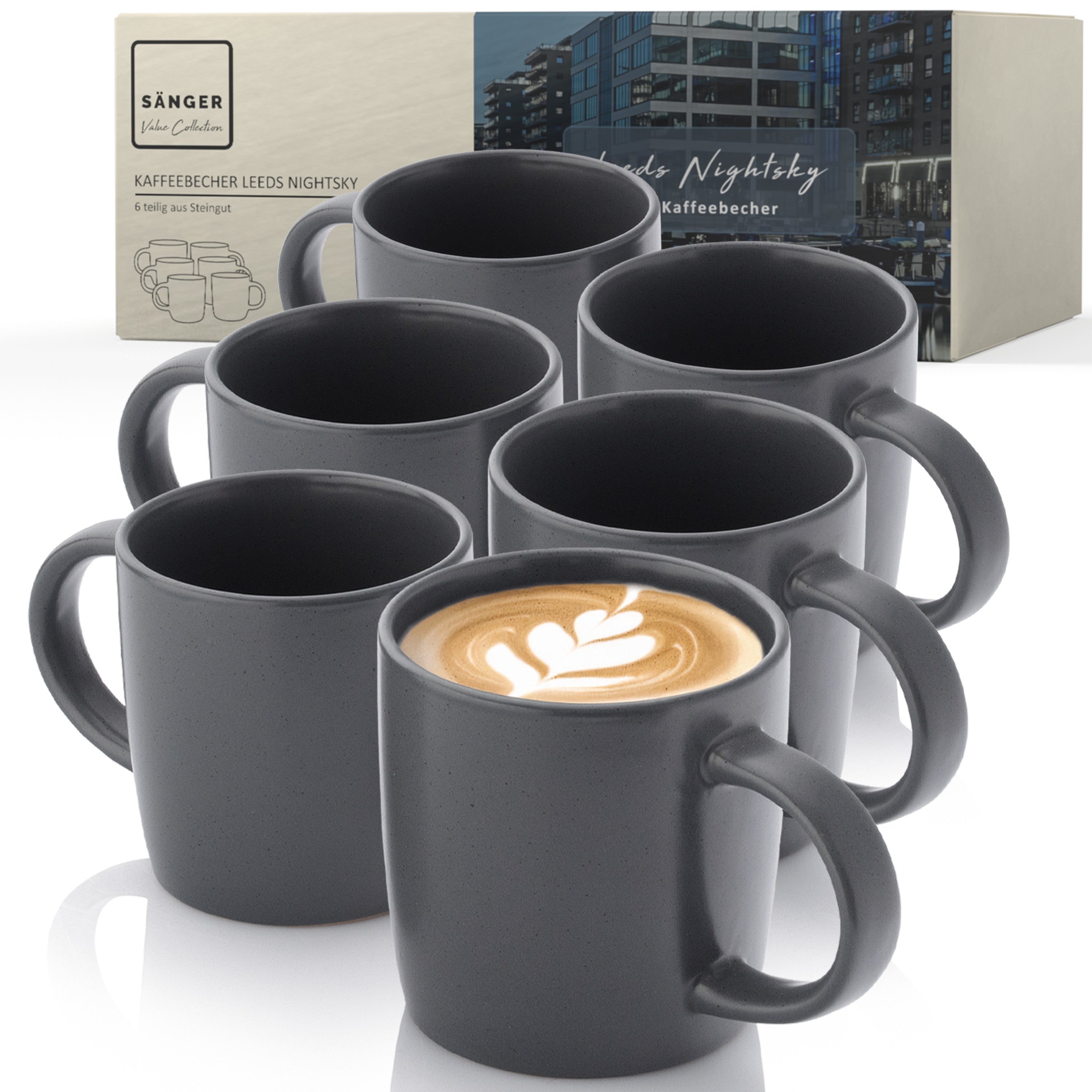 SÄNGER Steingut Kaffeebecher Leeds Nightsky 6 teilig