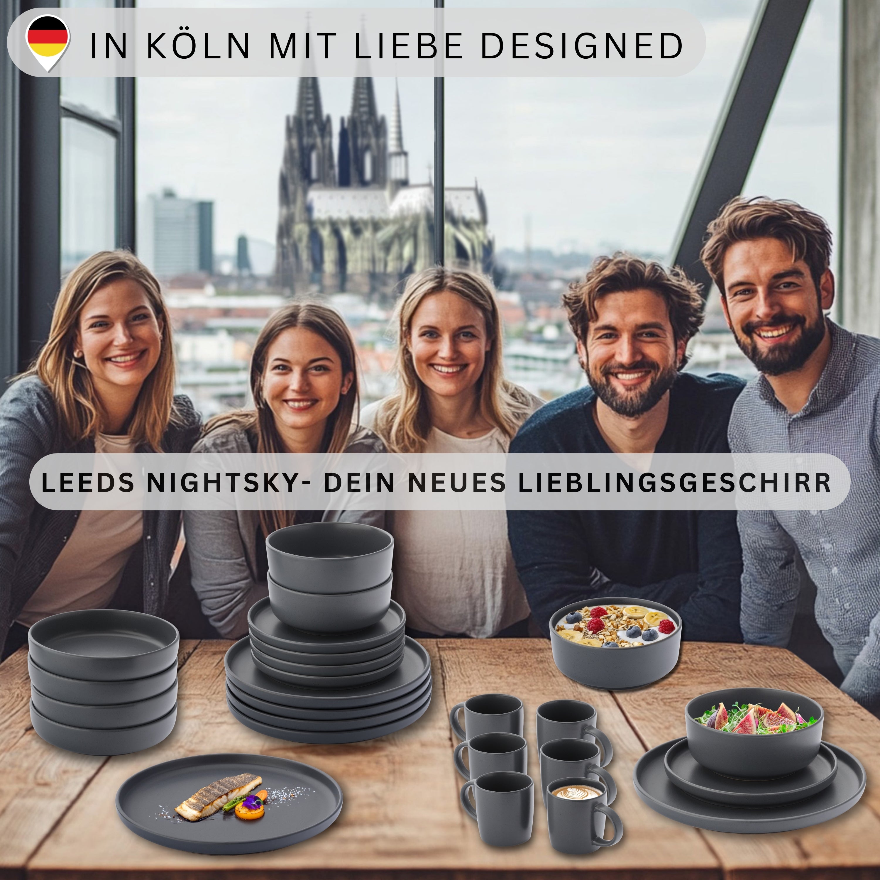 SÄNGER Steingut Kaffeebecher Leeds Nightsky 6 teilig