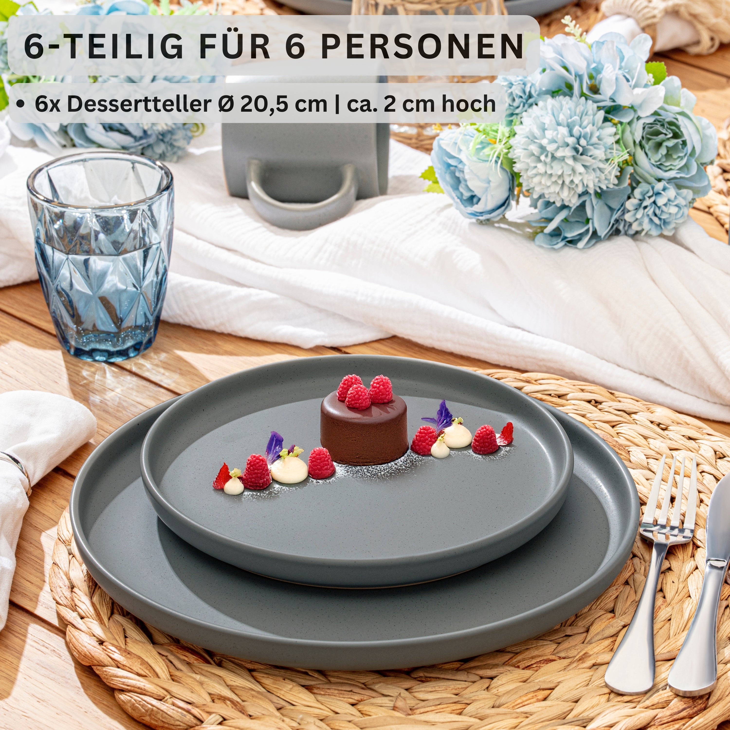 SÄNGER Steingut Dessertteller Leeds Shadow 6 teilig