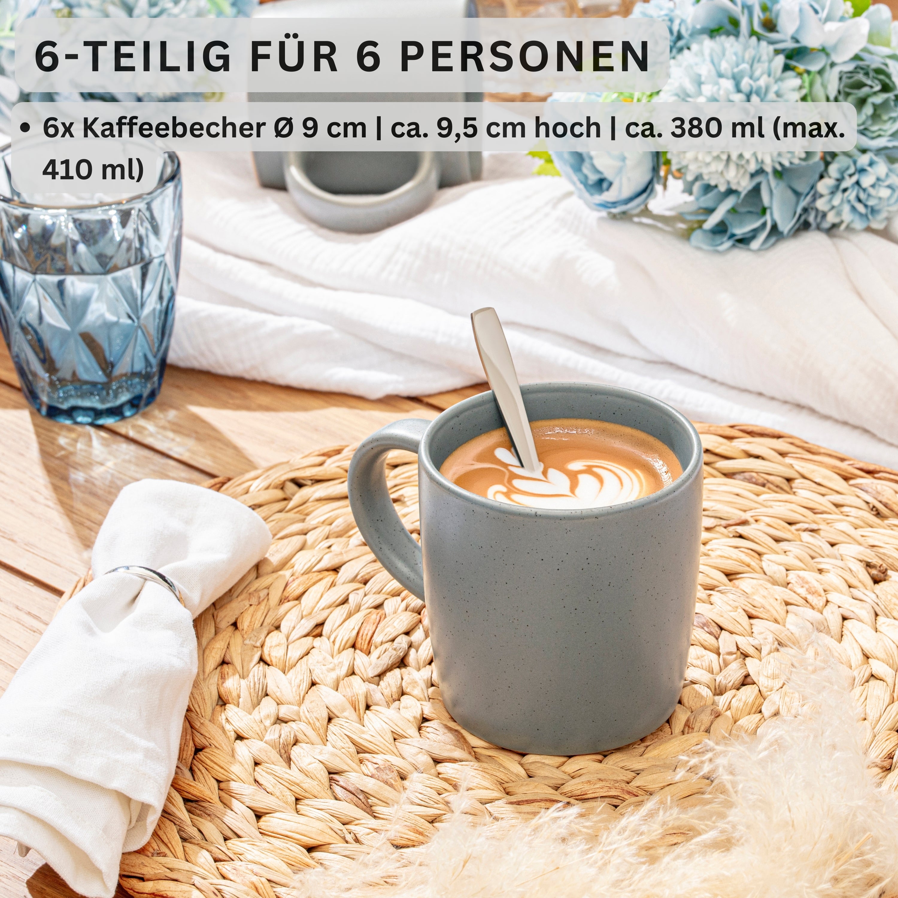 SÄNGER Steingut Kaffeebecher Leeds Shadow 6 teilig