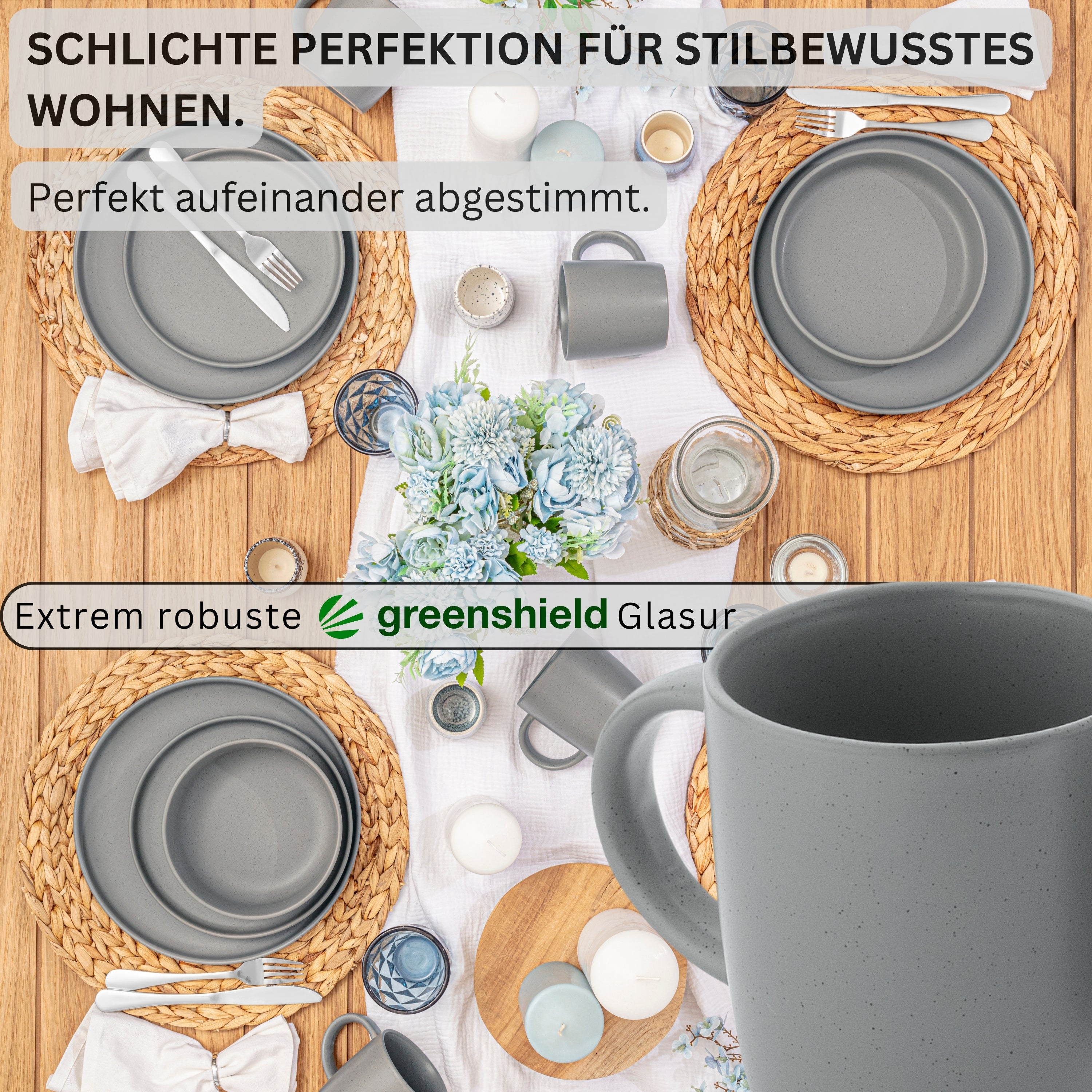 SÄNGER Steingut Kaffeebecher Leeds Shadow 6 teilig