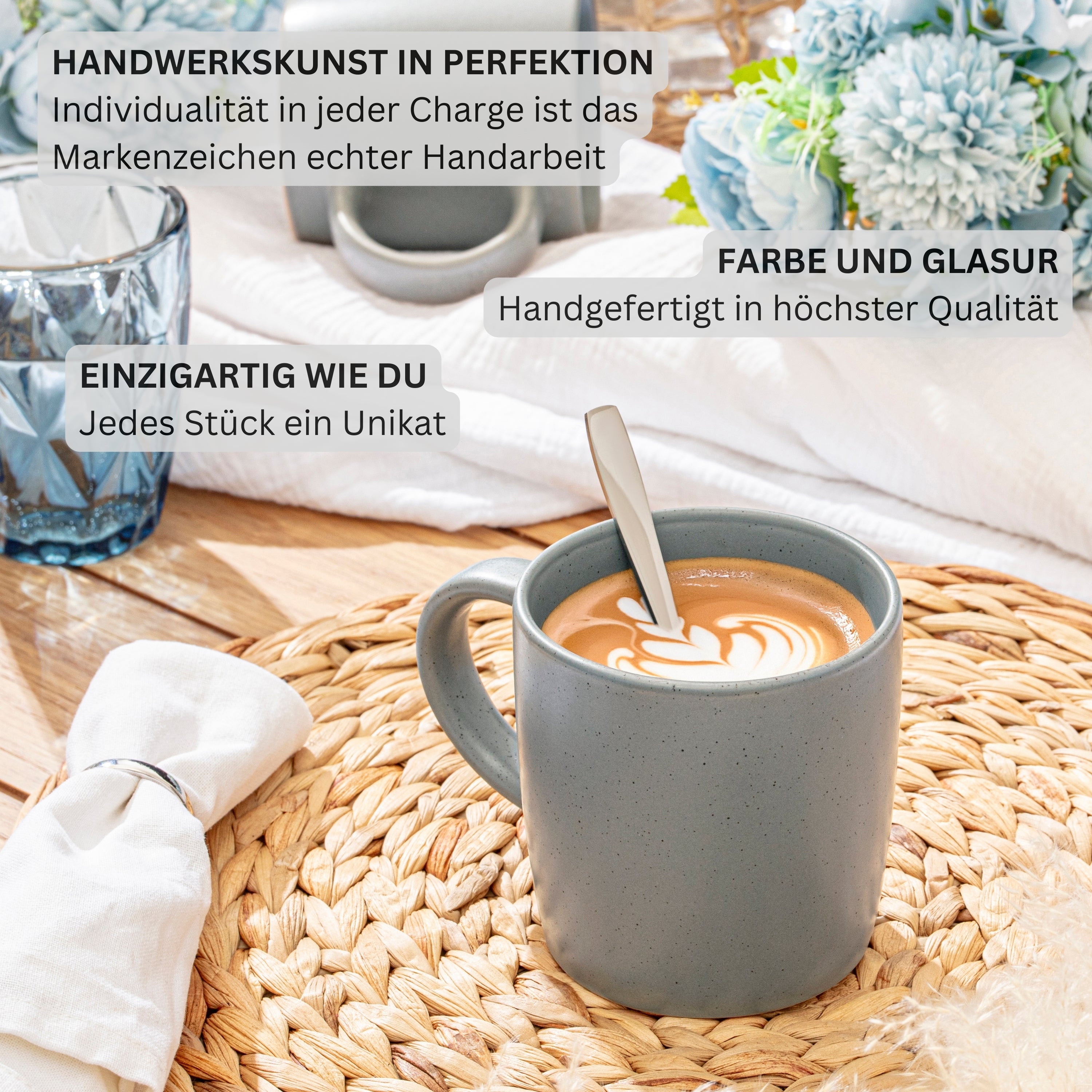 SÄNGER Steingut Kaffeebecher Leeds Shadow 6 teilig