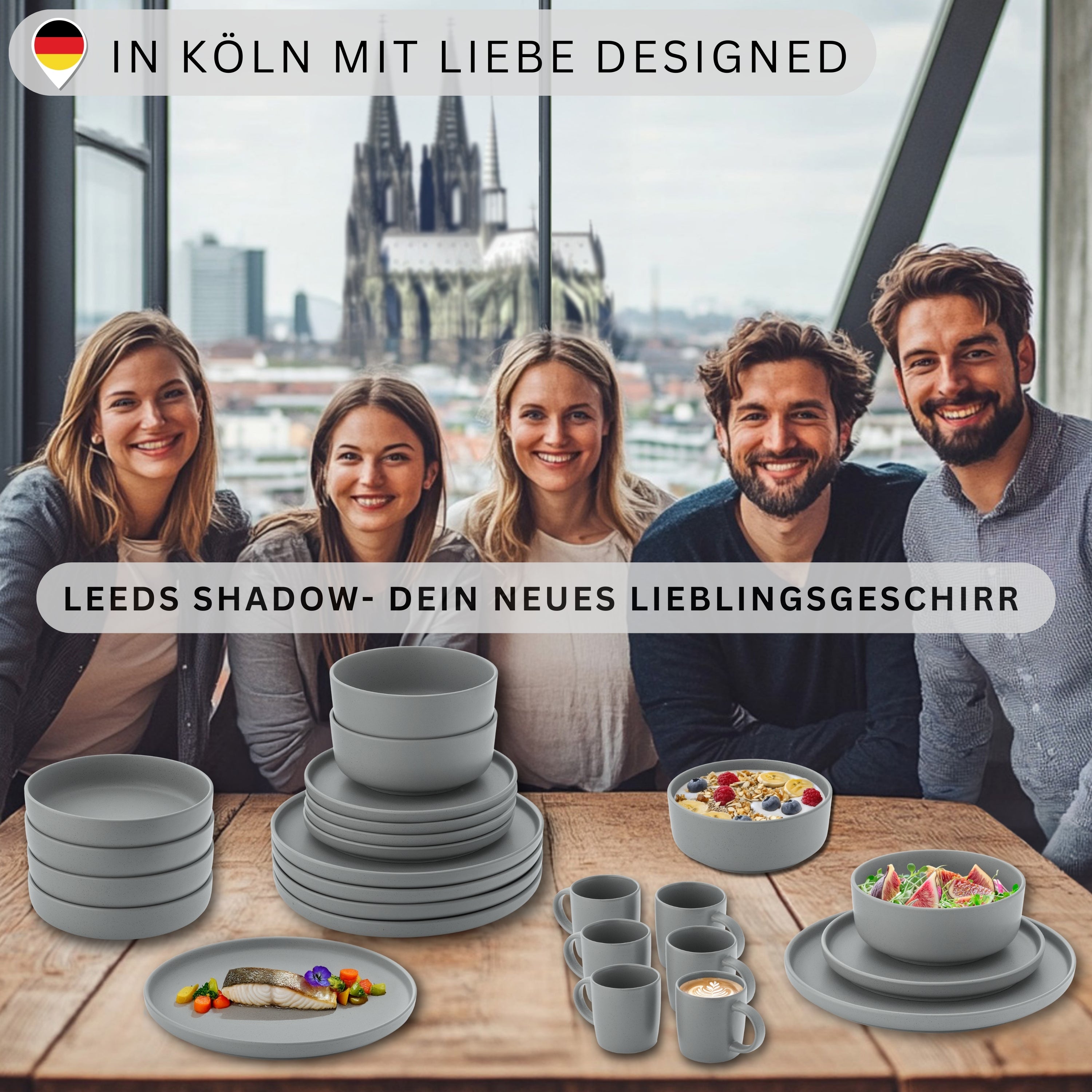 SÄNGER Steingut Kaffeebecher Leeds Shadow 6 teilig