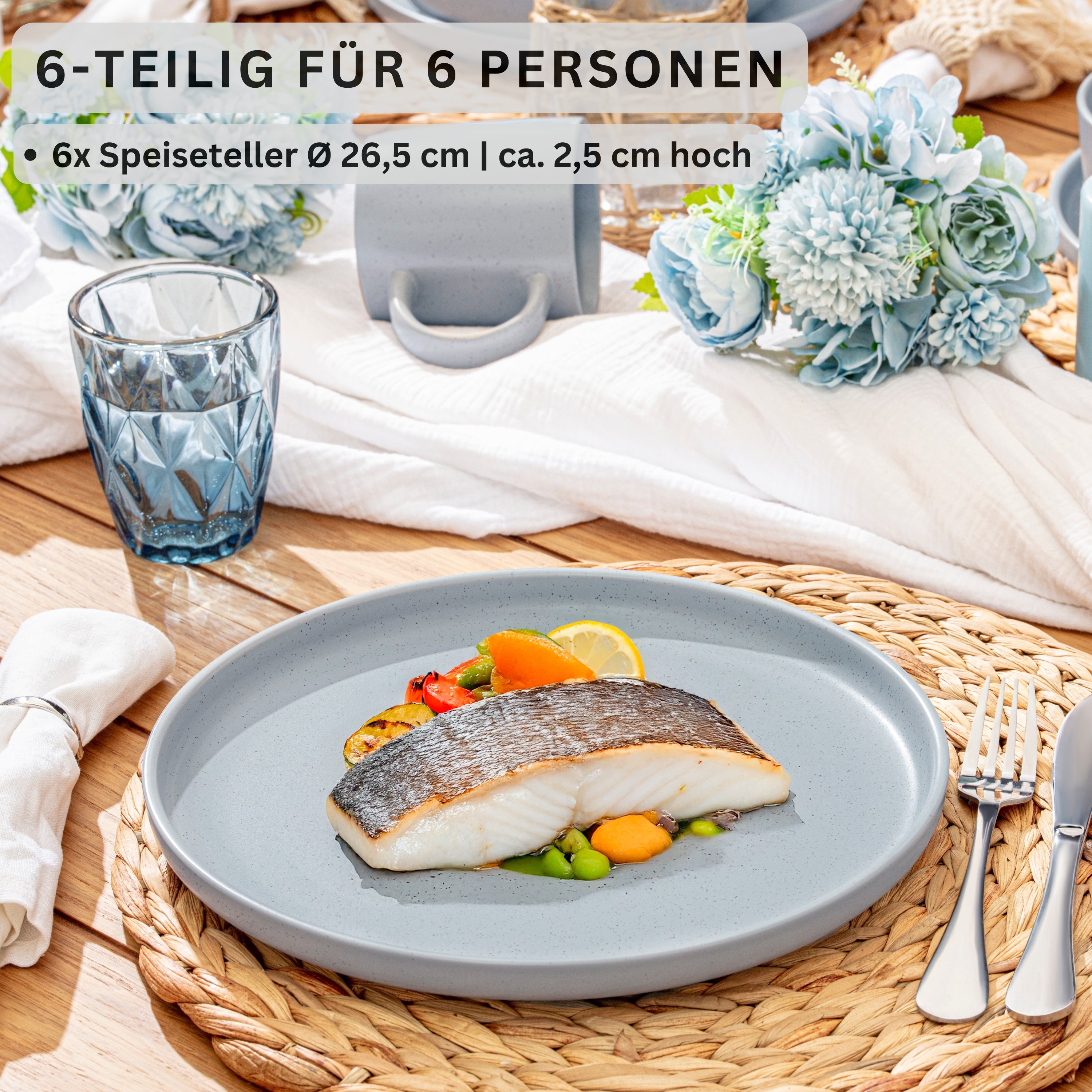 SÄNGER Steingut Speiseteller Leeds Sterling 6 teilig