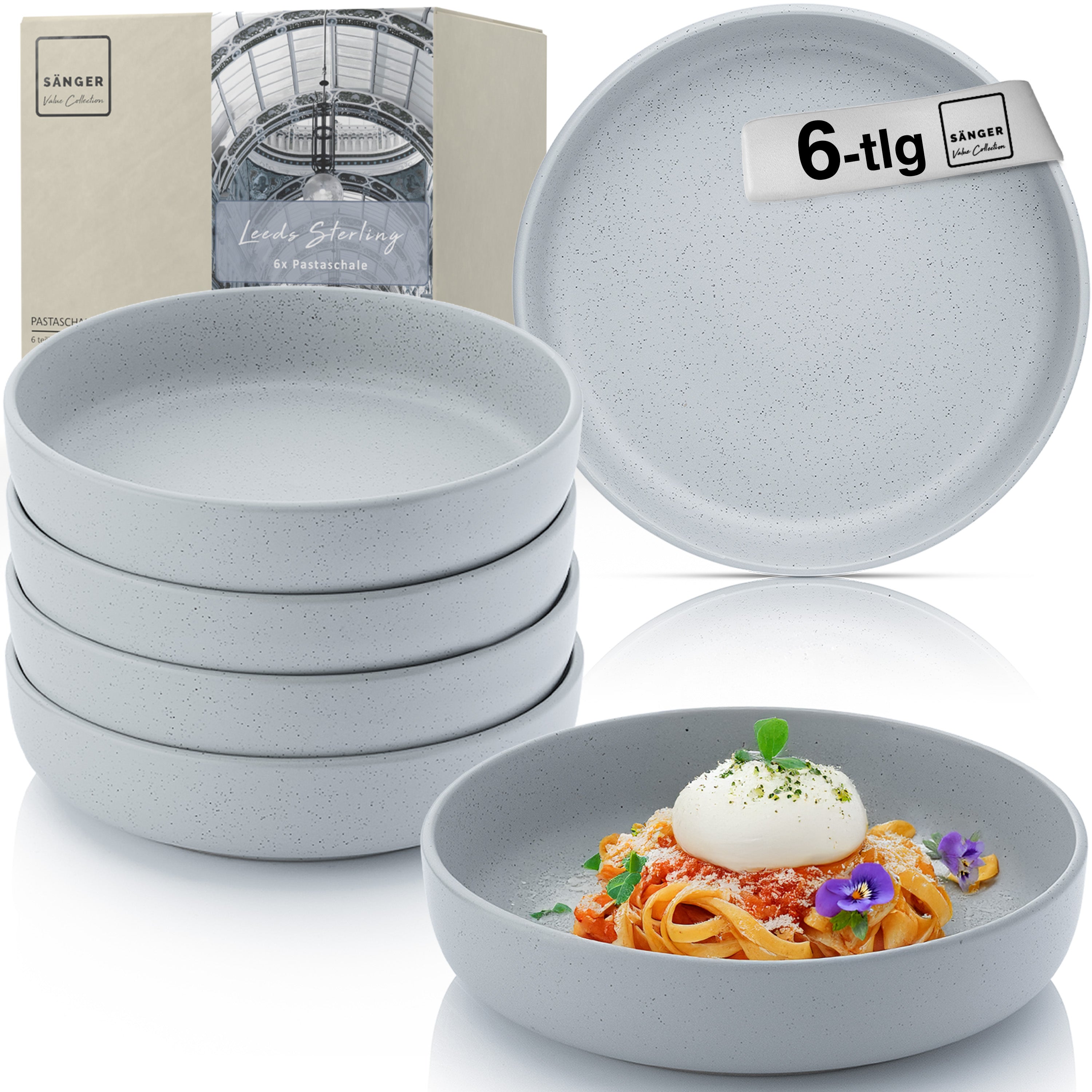 SÄNGER Steingut Pastaschalen Leeds Sterling 6 teilig