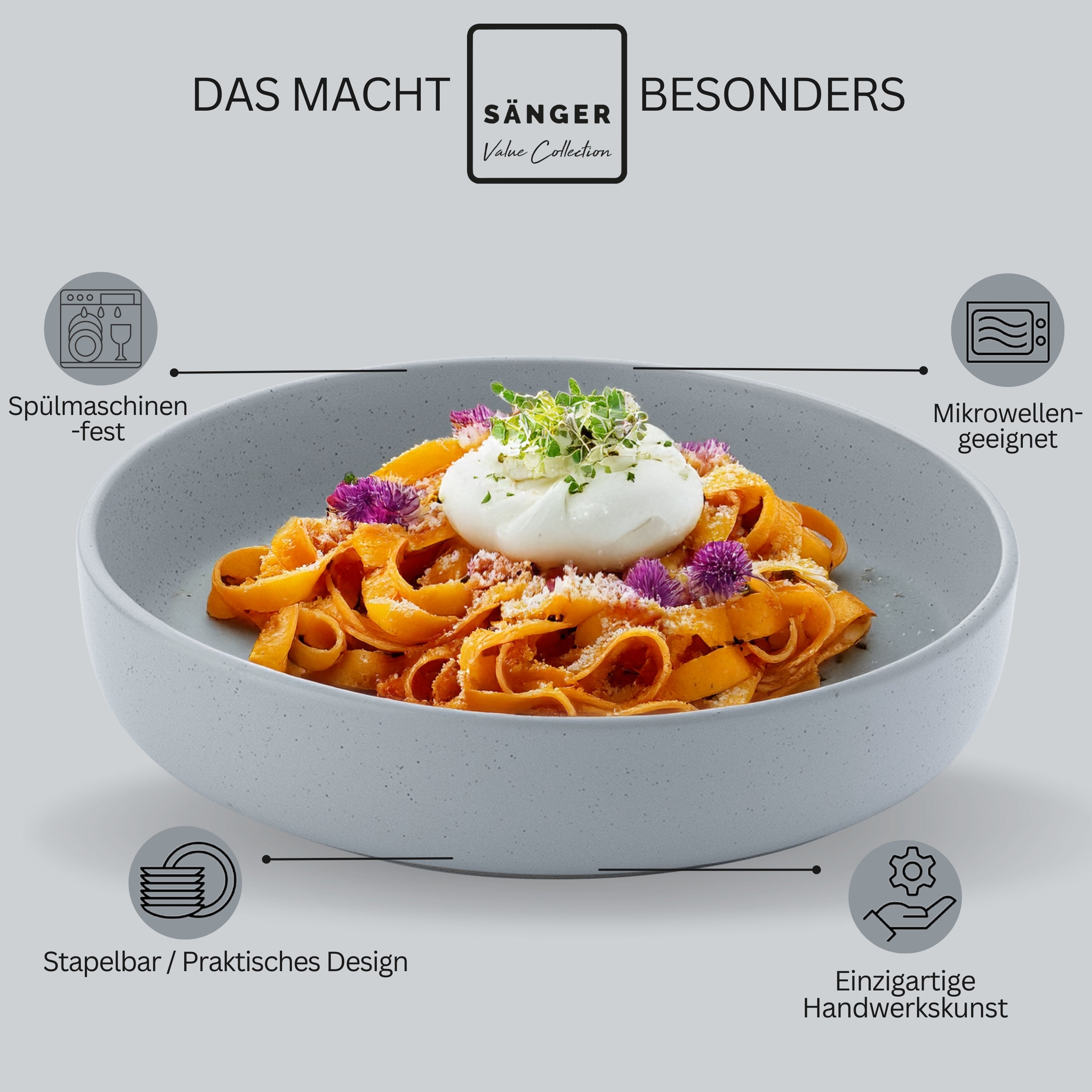 SÄNGER Steingut Pastaschalen Leeds Sterling 6 teilig