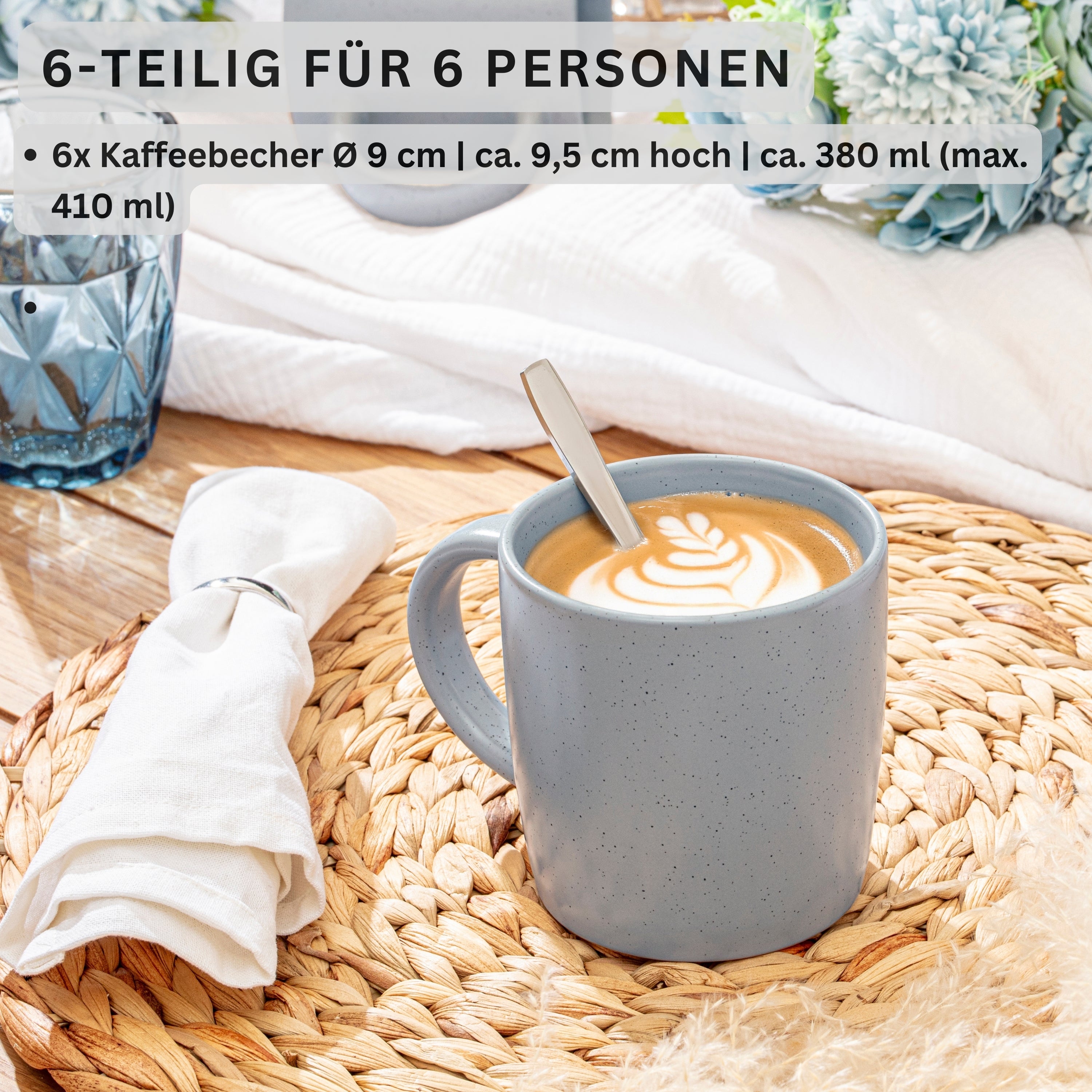 SÄNGER Steingut Kaffeebecher Leeds Sterling 6 teilig