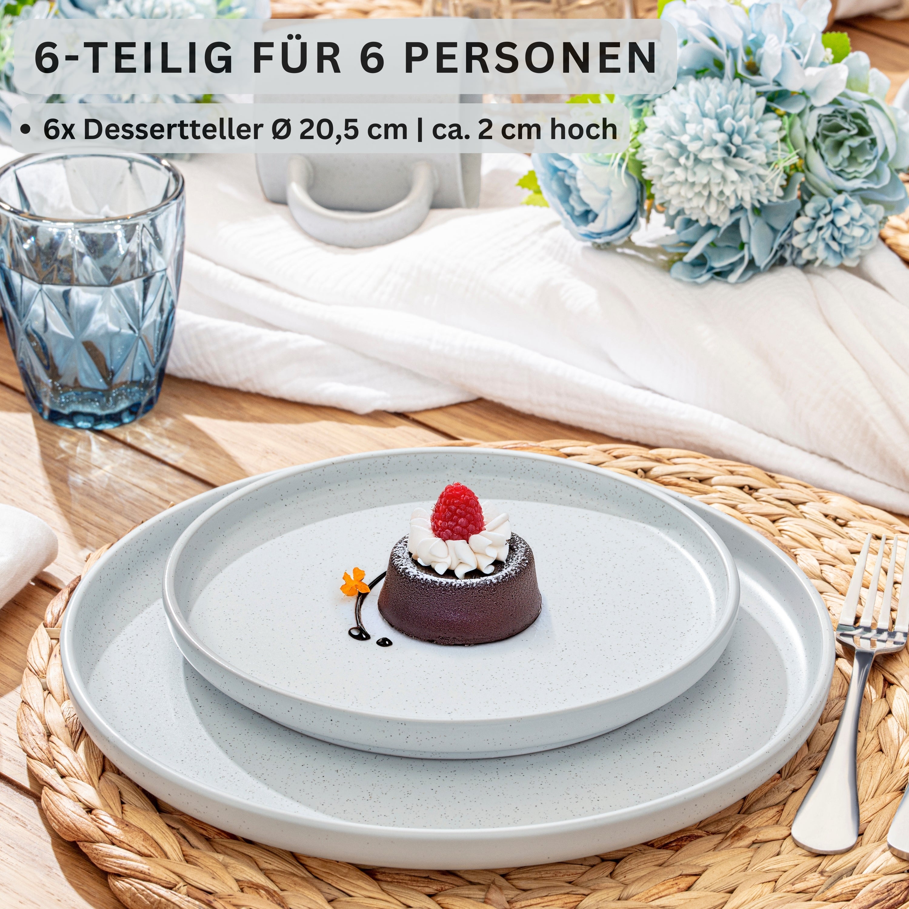 SÄNGER Steingut Dessertteller Leeds Frost 6 teilig