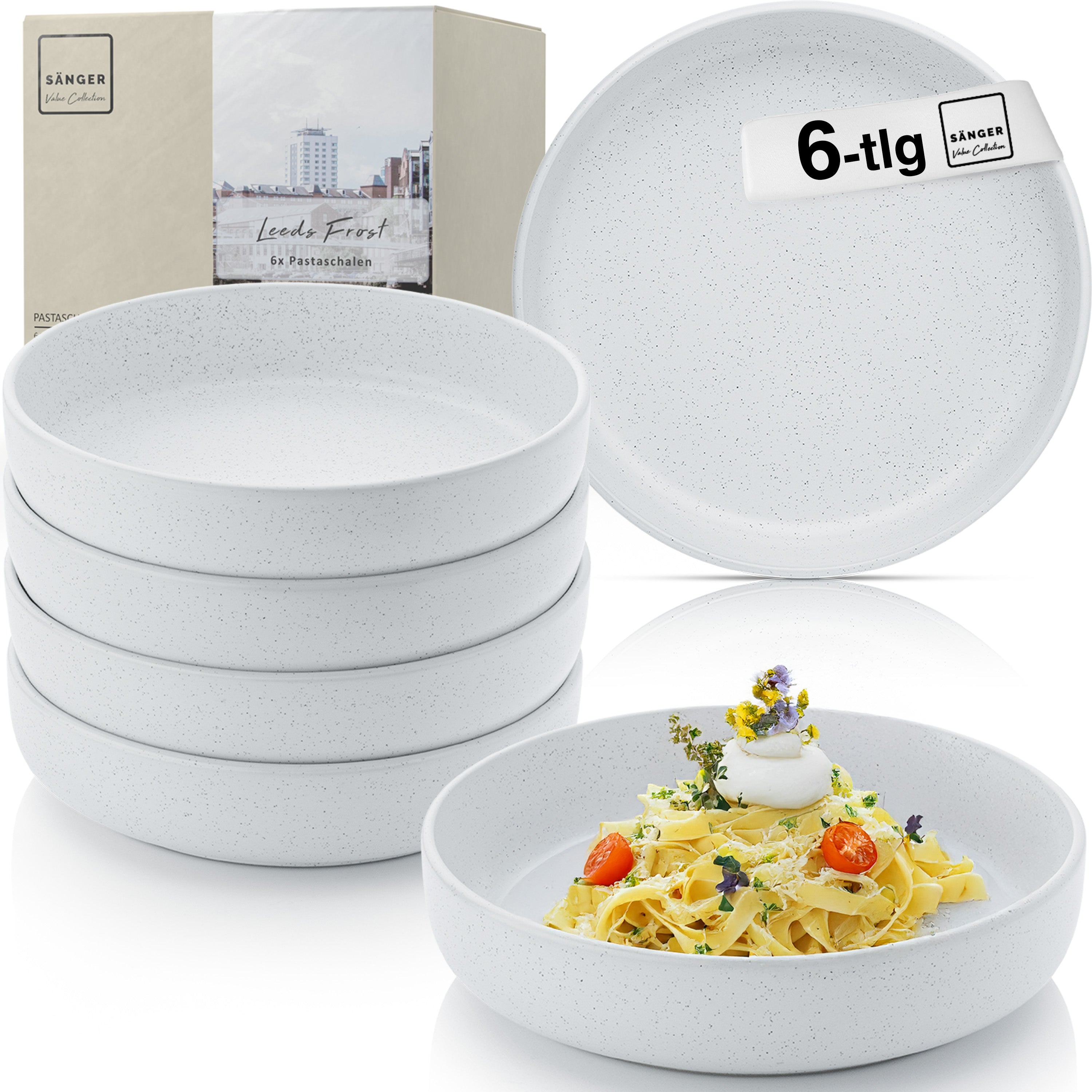 SÄNGER Steingut Pastaschalen Leeds Frost 6 teilig