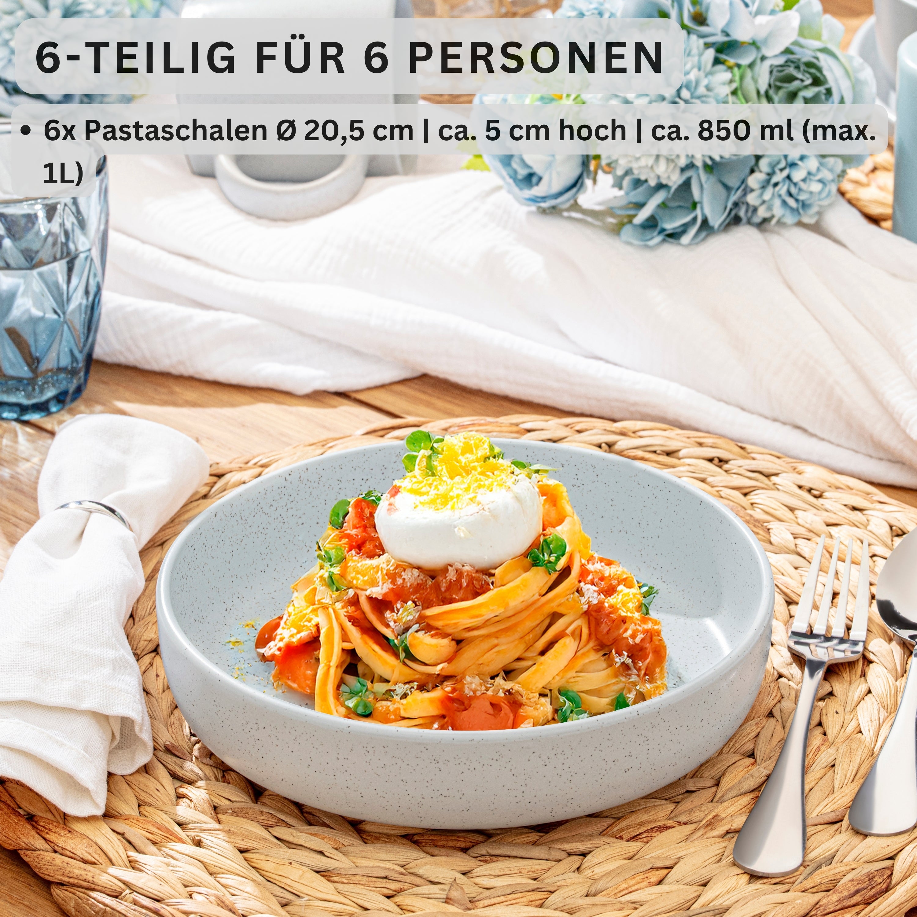 SÄNGER Steingut Pastaschalen Leeds Frost 6 teilig