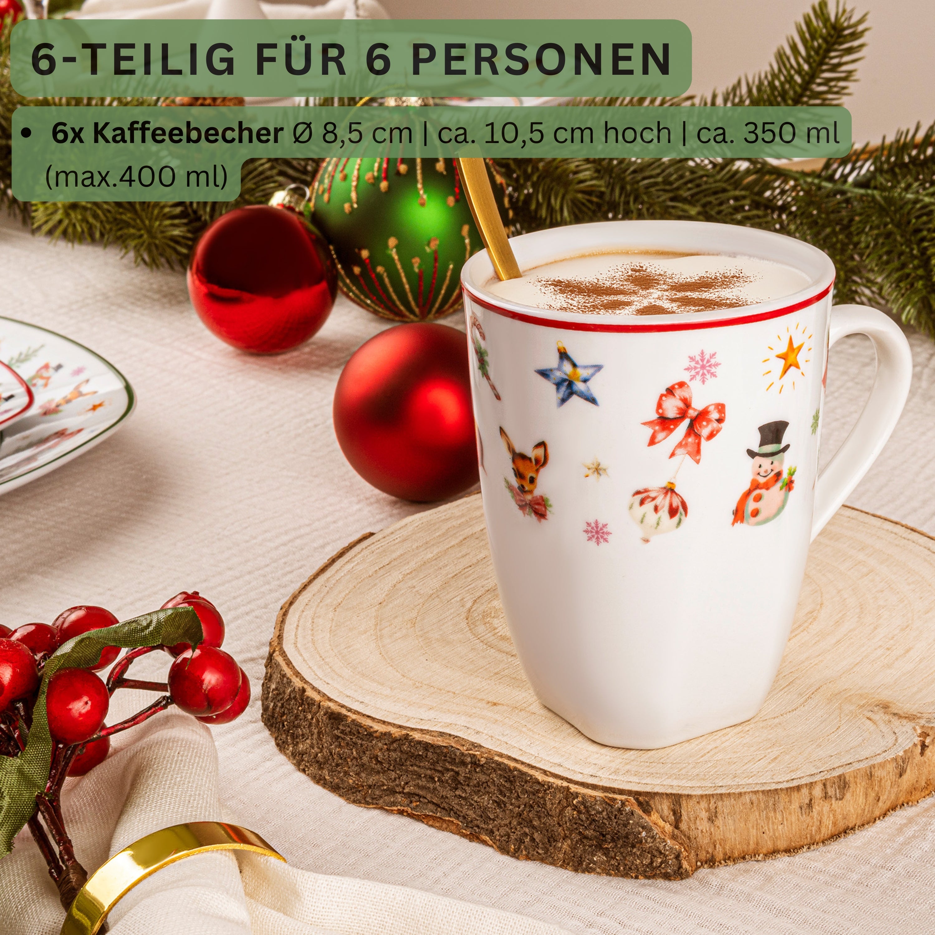 SÄNGER Kaffeebecher Set Bilgola Christmas Design 6 teilig