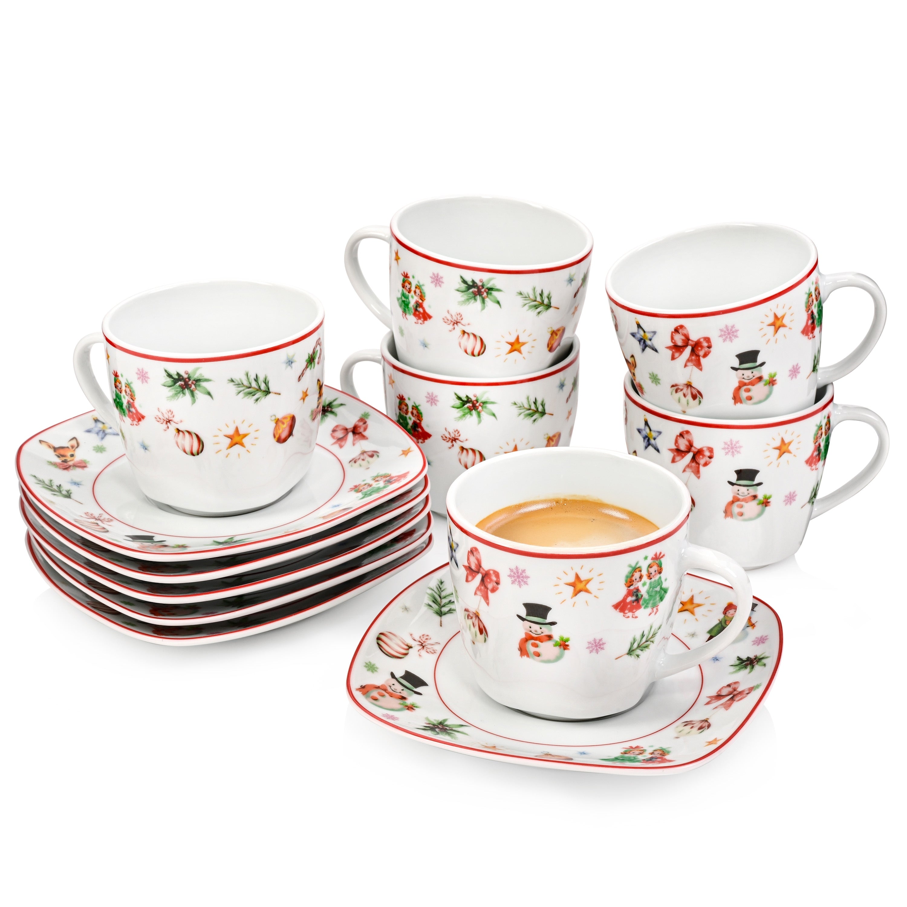 SÄNGER Kaffeetassen Set Bilgola Christmas Design 12 teilig für 6 Personen