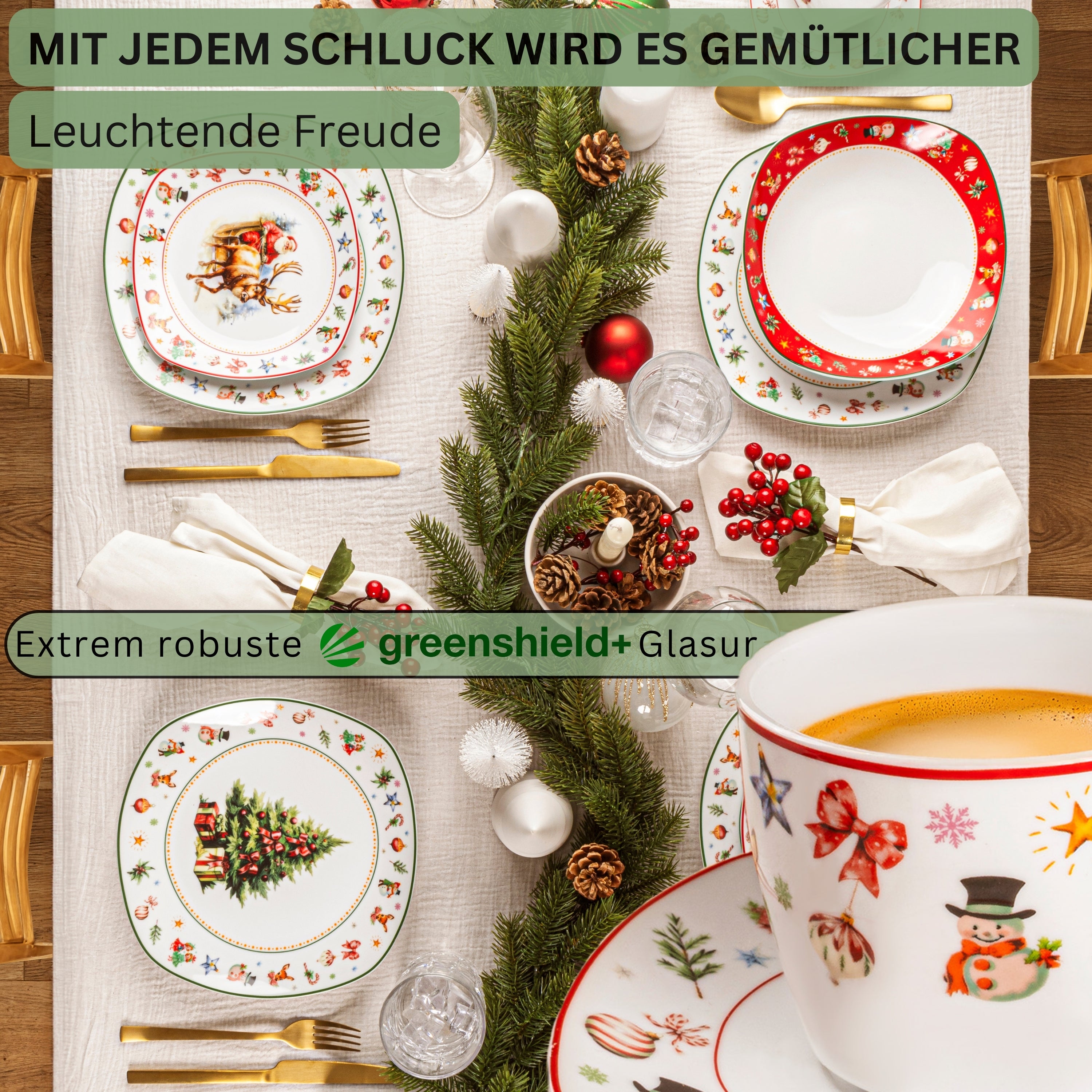 SÄNGER Kaffeetassen Set Bilgola Christmas Design 12 teilig für 6 Personen