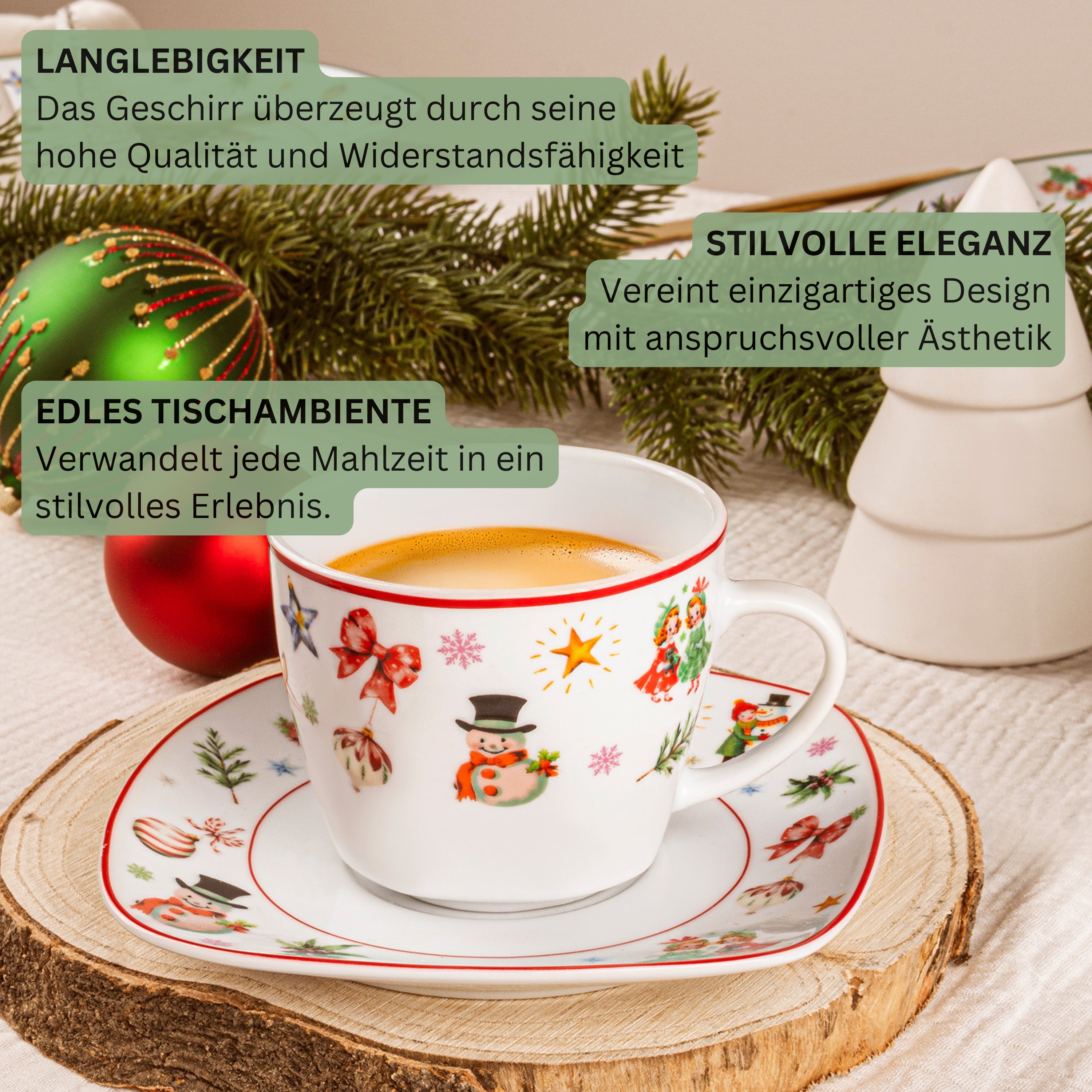 SÄNGER Kaffeetassen Set Bilgola Christmas Design 12 teilig für 6 Personen