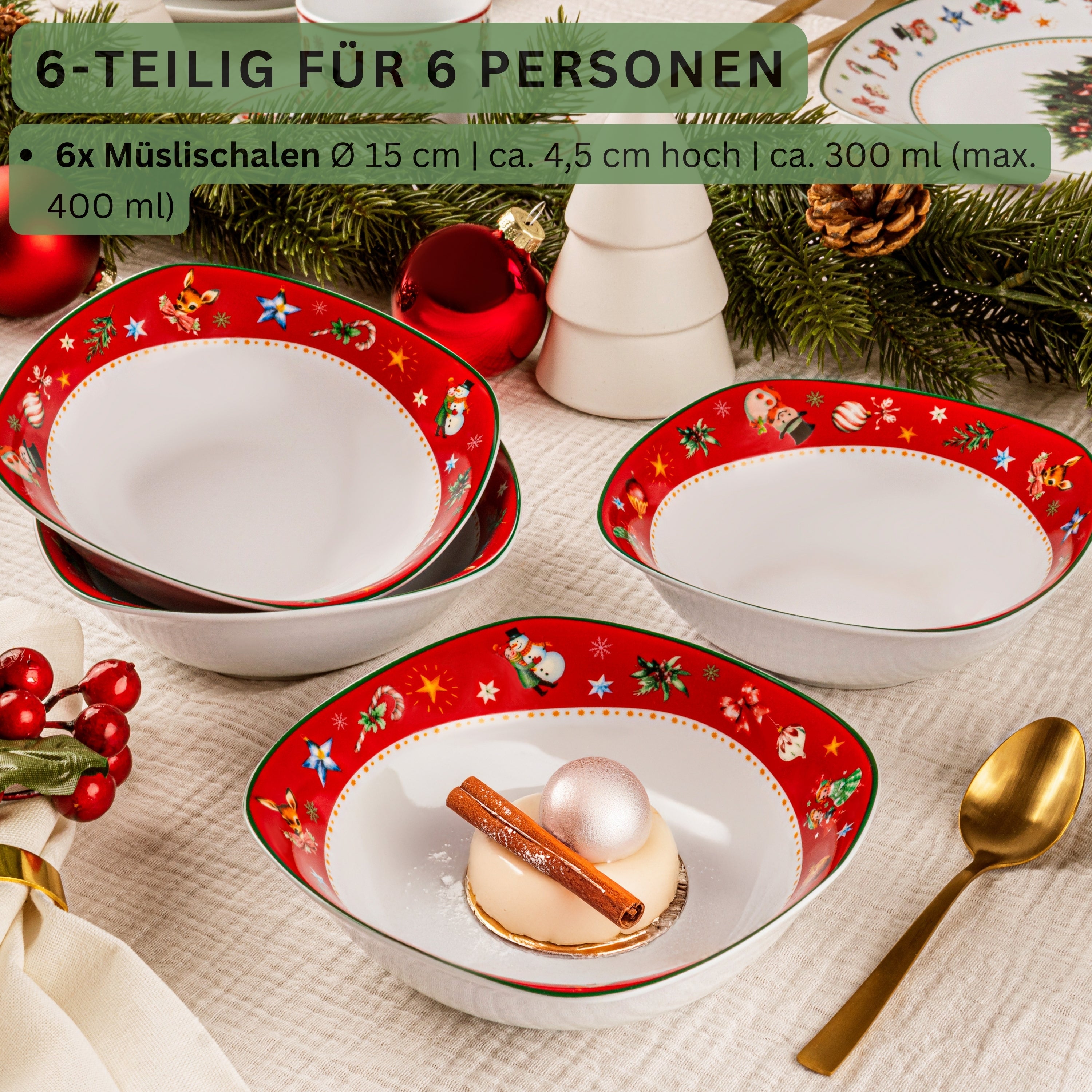SÄNGER Müslischalen Set Bilgola Christmas Design 6 teilig