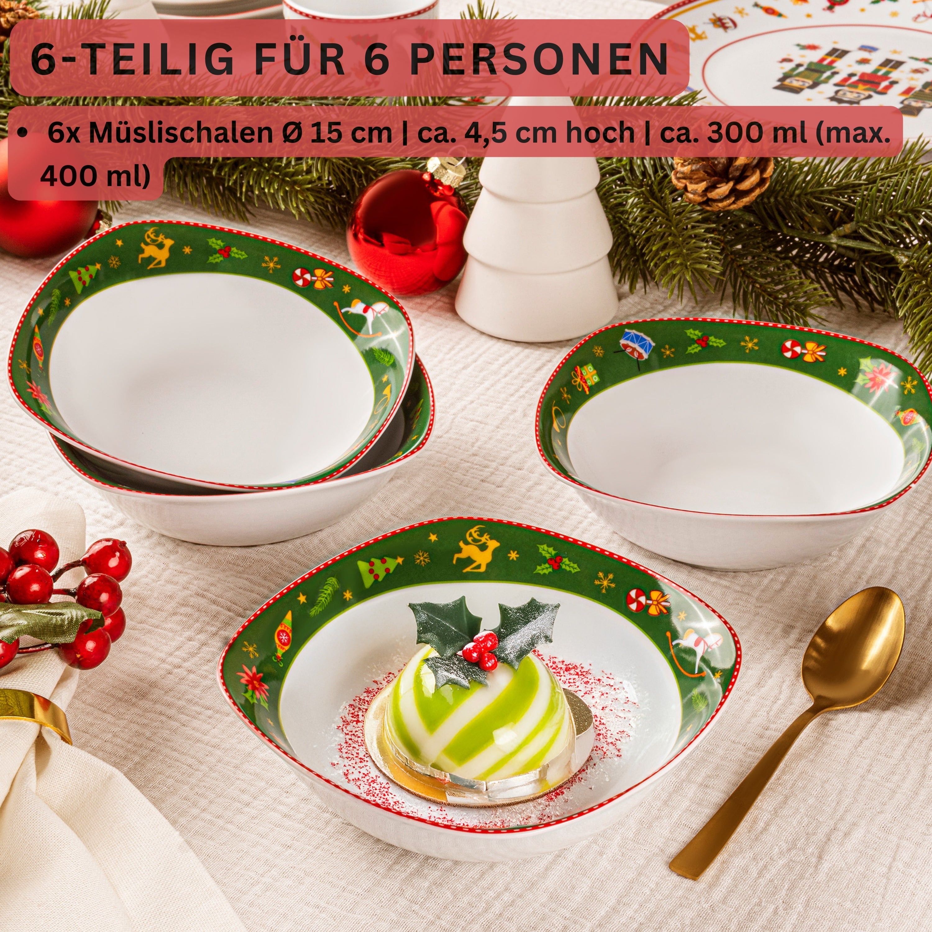 SÄNGER Müslischalen Set Bilgola Nussknacker Design 6 teilig