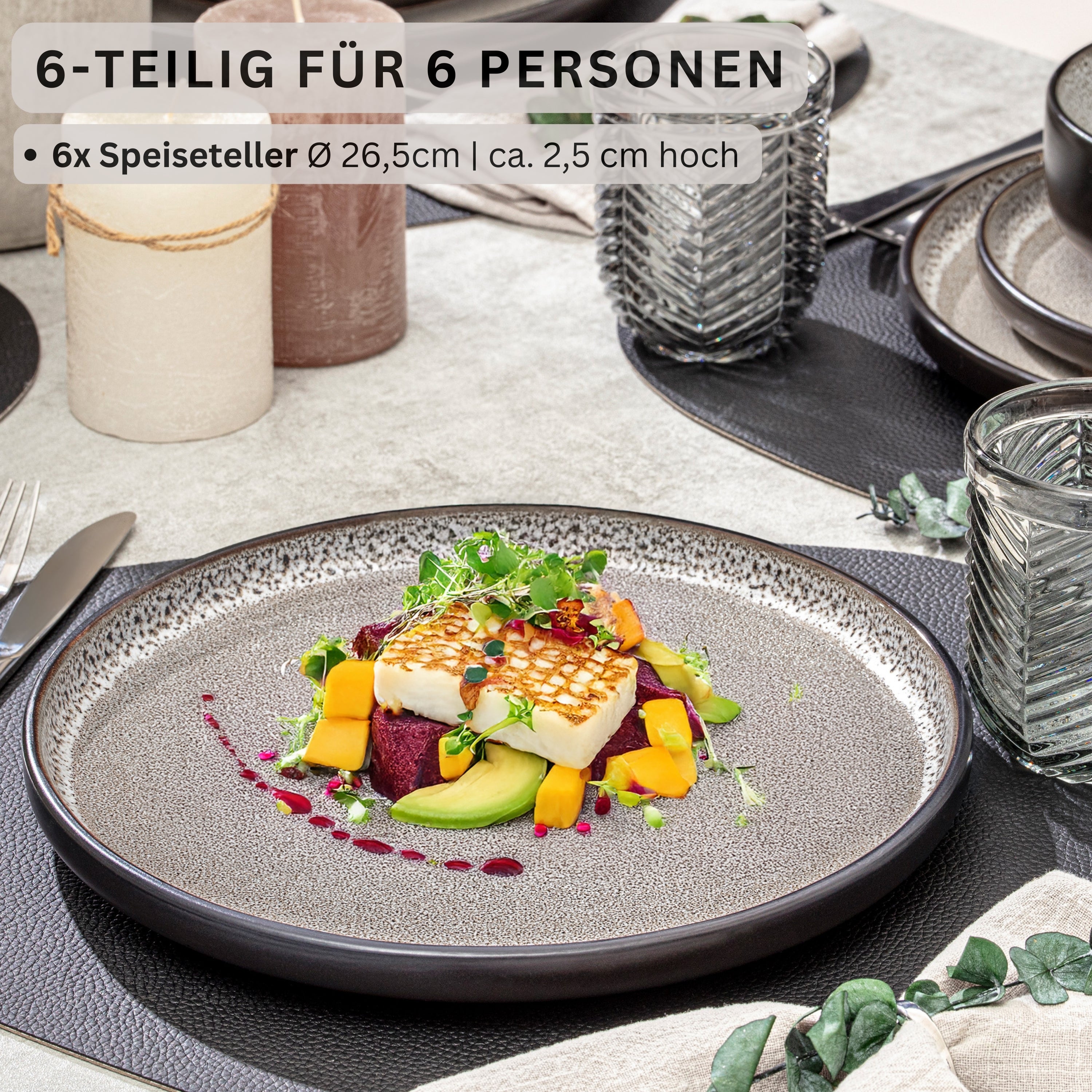 SÄNGER Steingut Speiseteller Luxor 6 teilig
