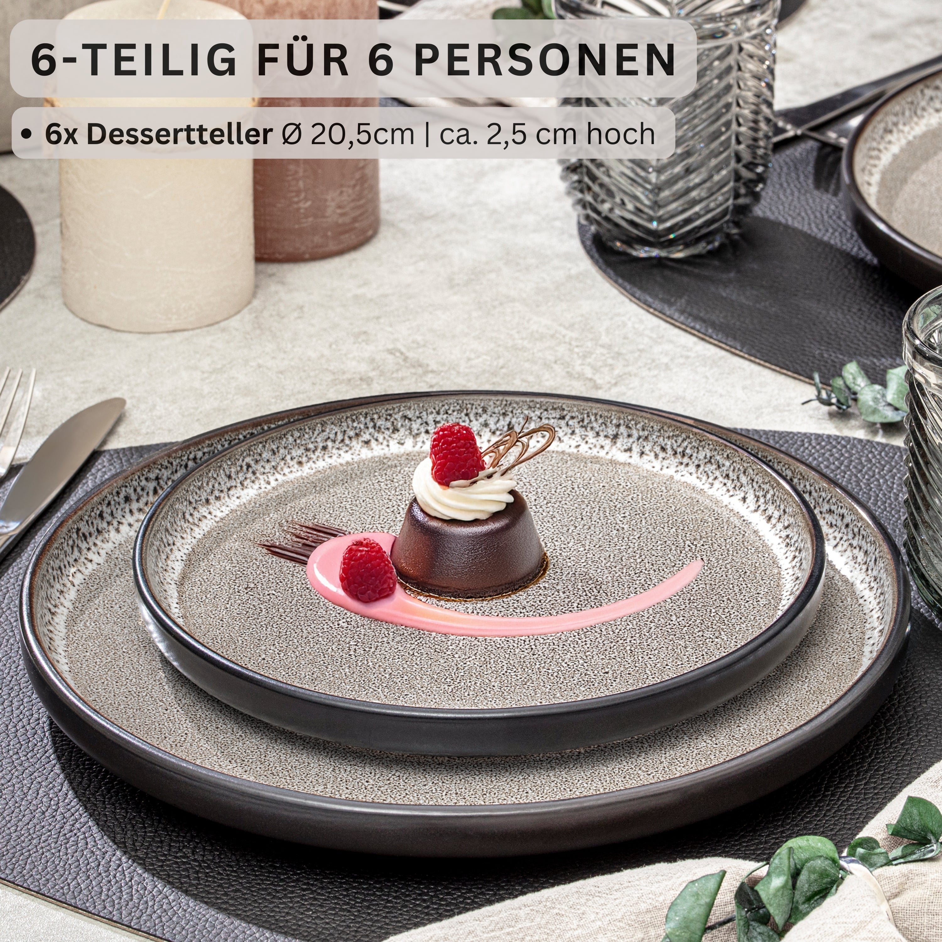 SÄNGER Steingut Dessertteller Luxor 6 teilig