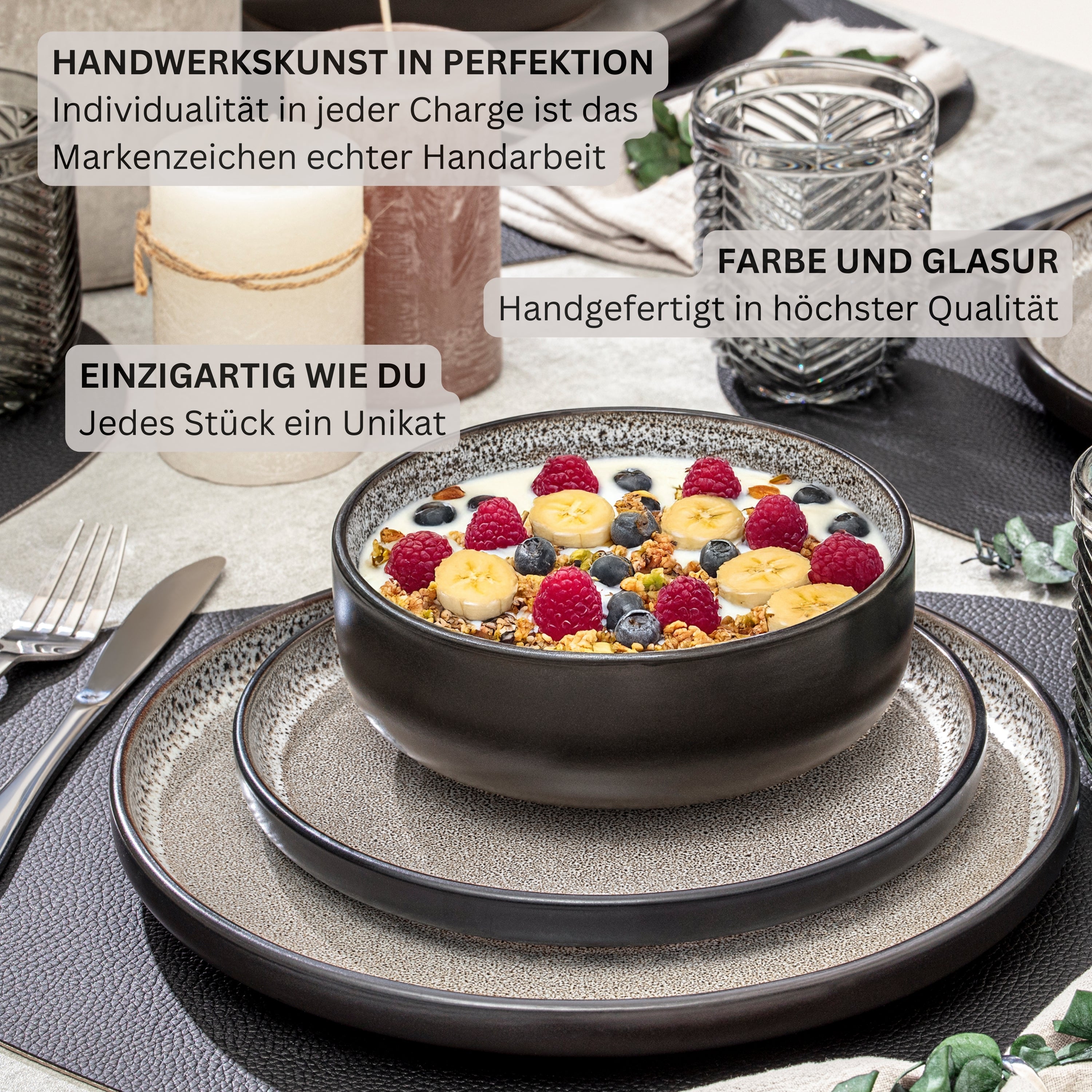 SÄNGER Steingut Dessertteller Luxor 6 teilig