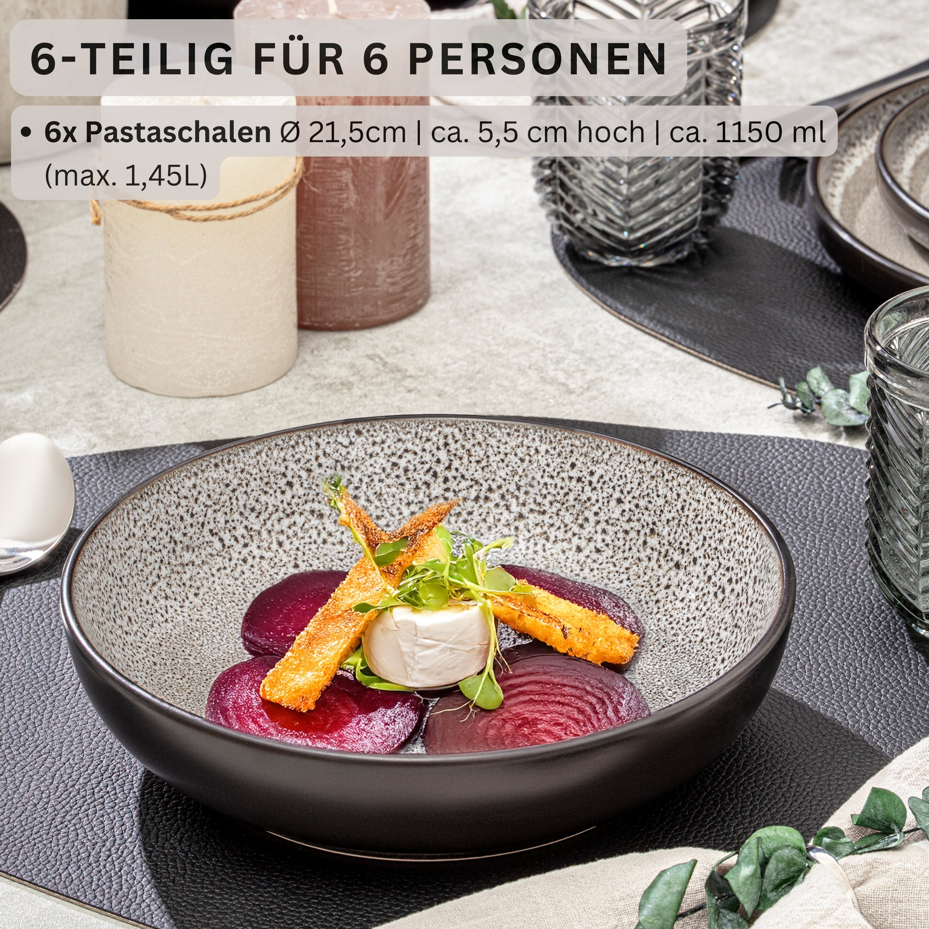 SÄNGER Steingut Pastaschalen Set Luxor 6 teilig