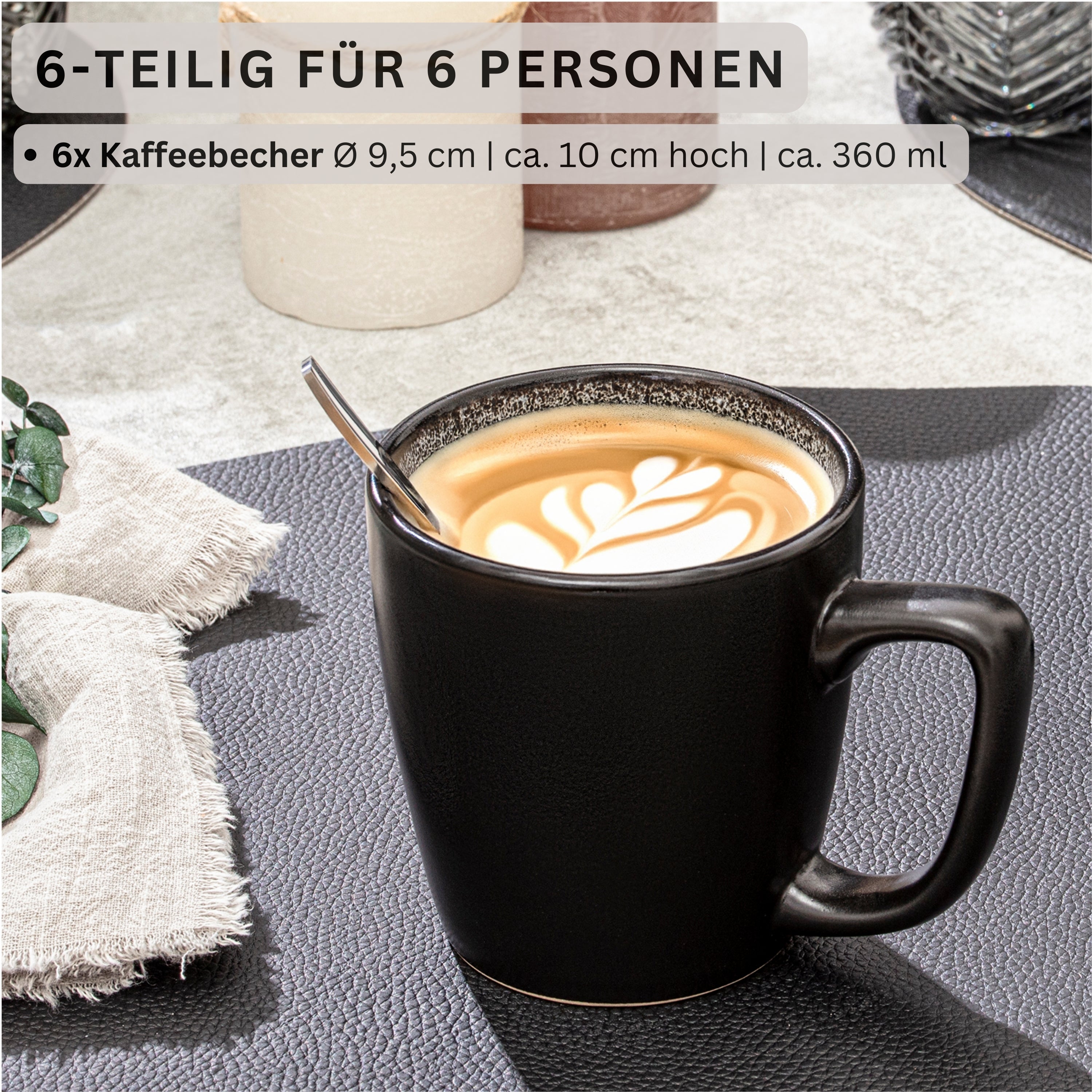 SÄNGER Steingut Kaffeebecher Luxor 6 teilig