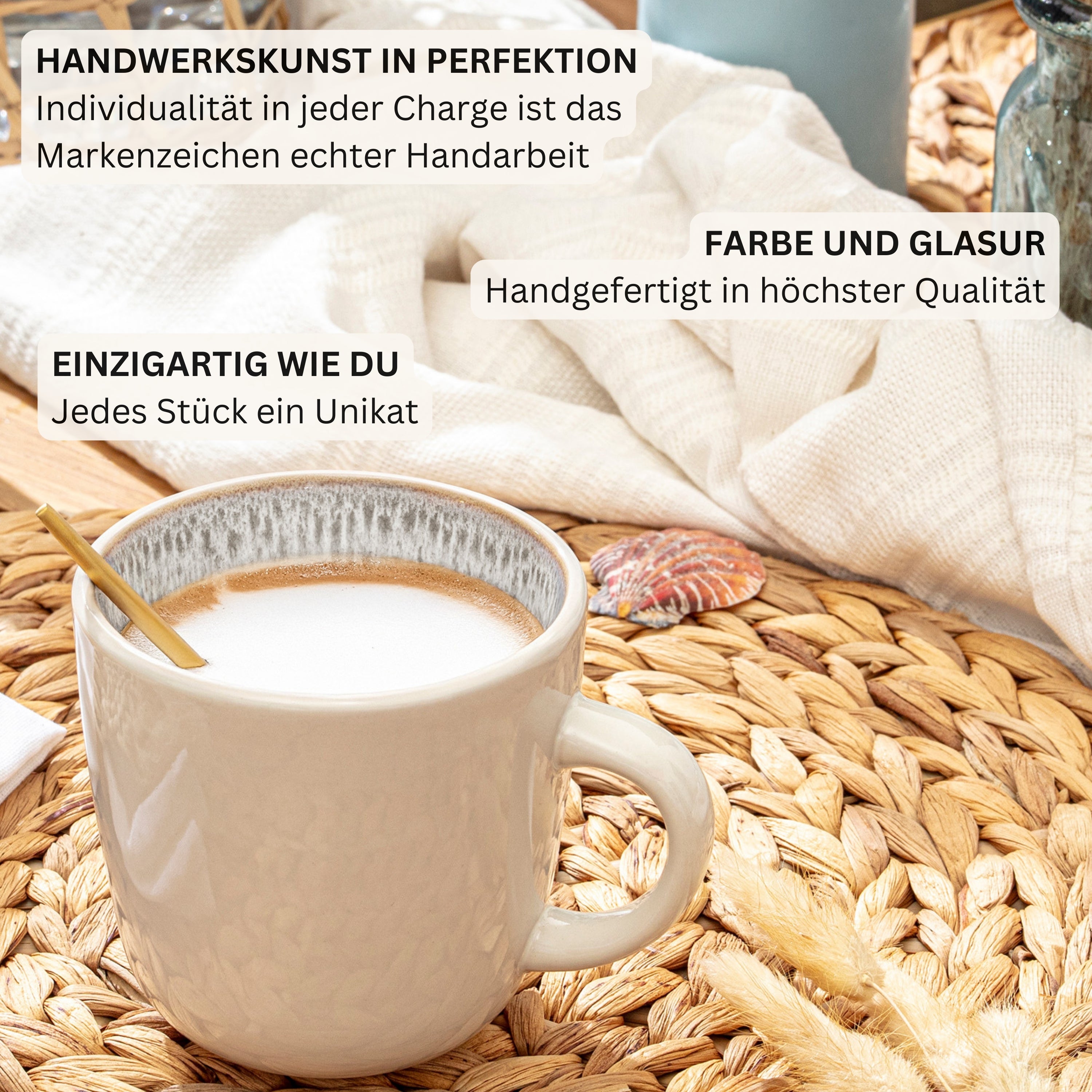 SÄNGER Steingut Kaffeebecher Kreta 6 teilig