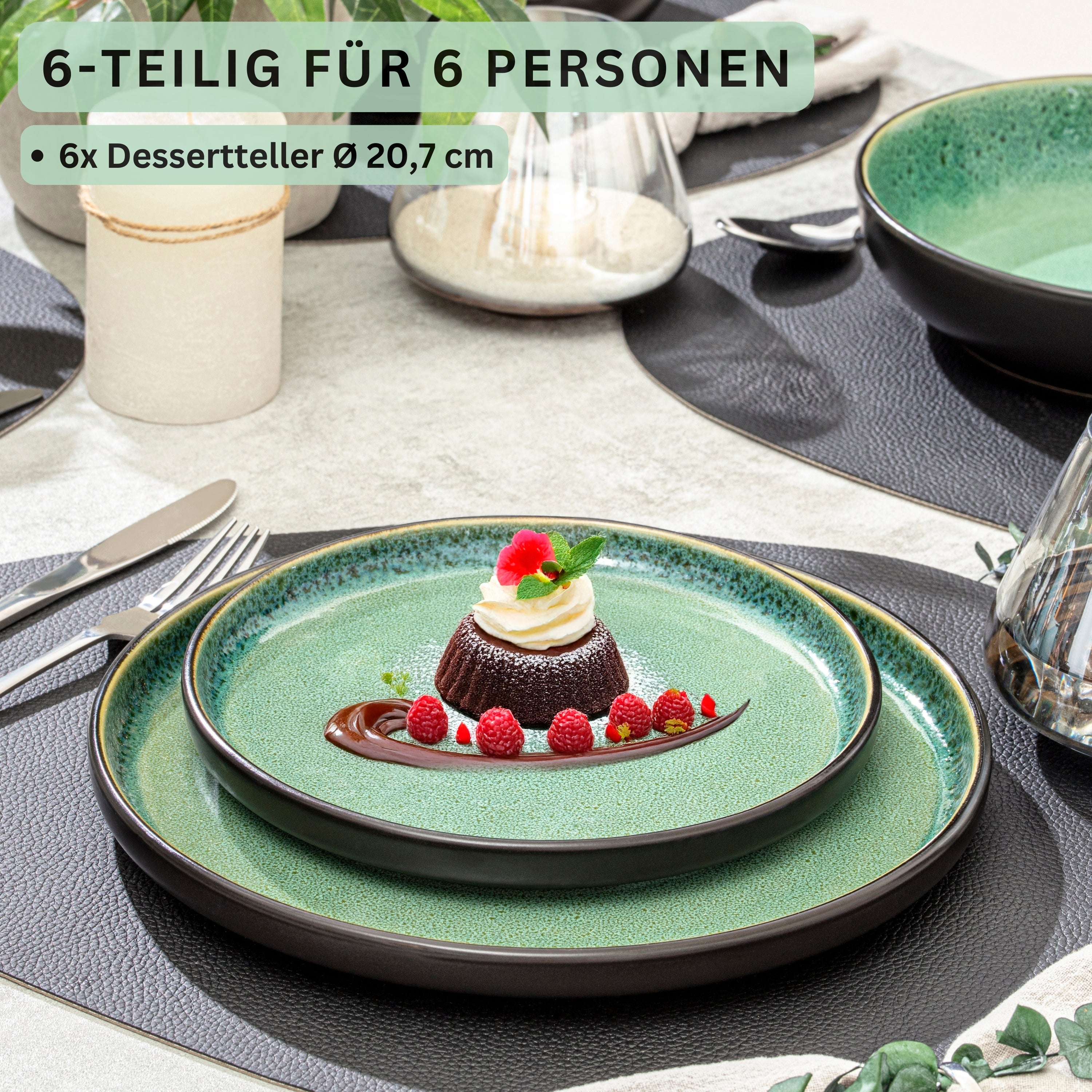 SÄNGER Steingut Dessertteller Greenwich 6 teilig für 6 Personen