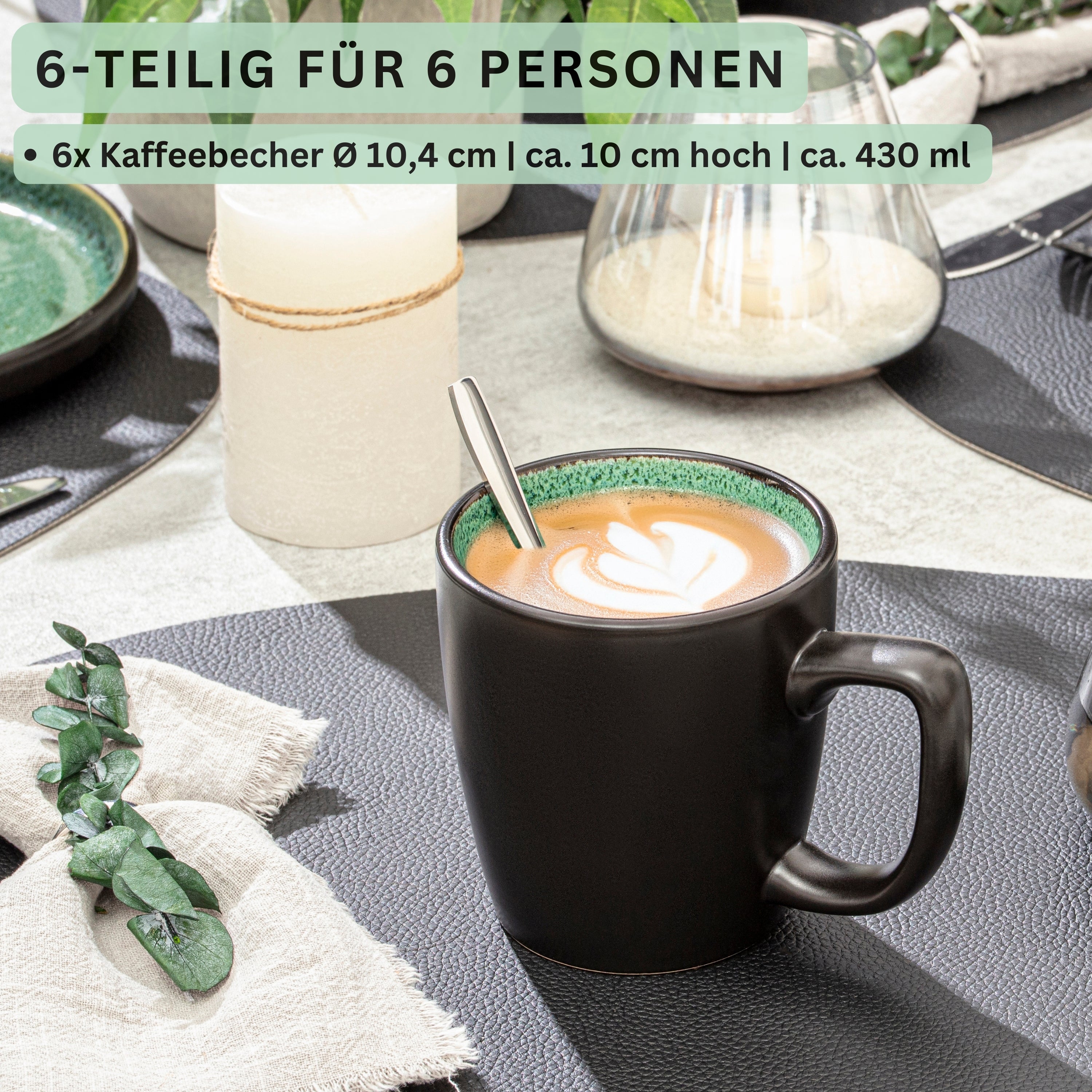 SÄNGER Steingut Kaffeebecher Greenwich 6 teilig für 6 Personen