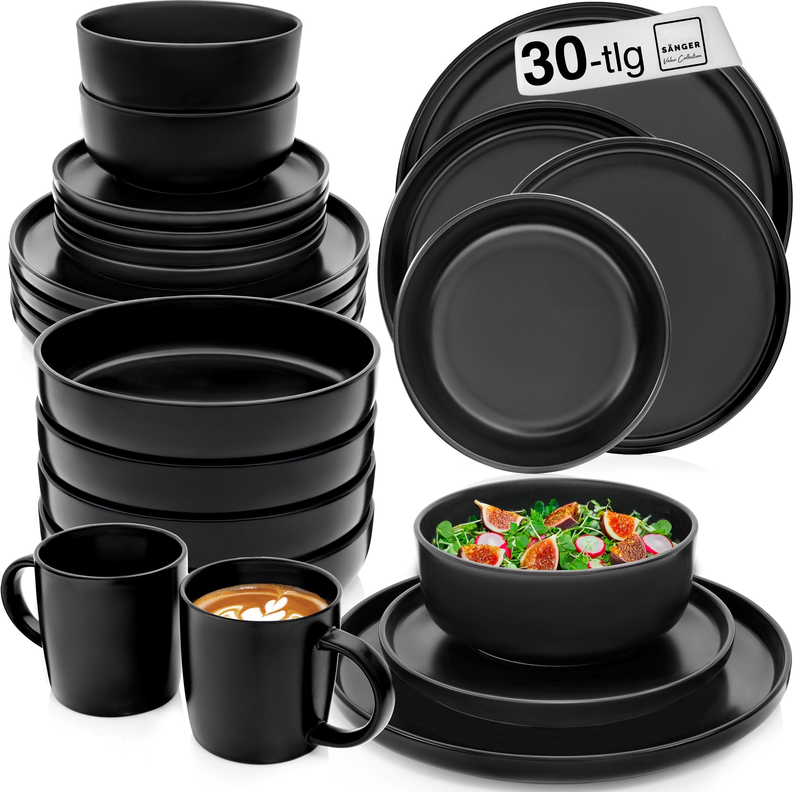 SÄNGER Steingut Geschirrset Madeira, Kombiservice 30 teilig für 6 Personen