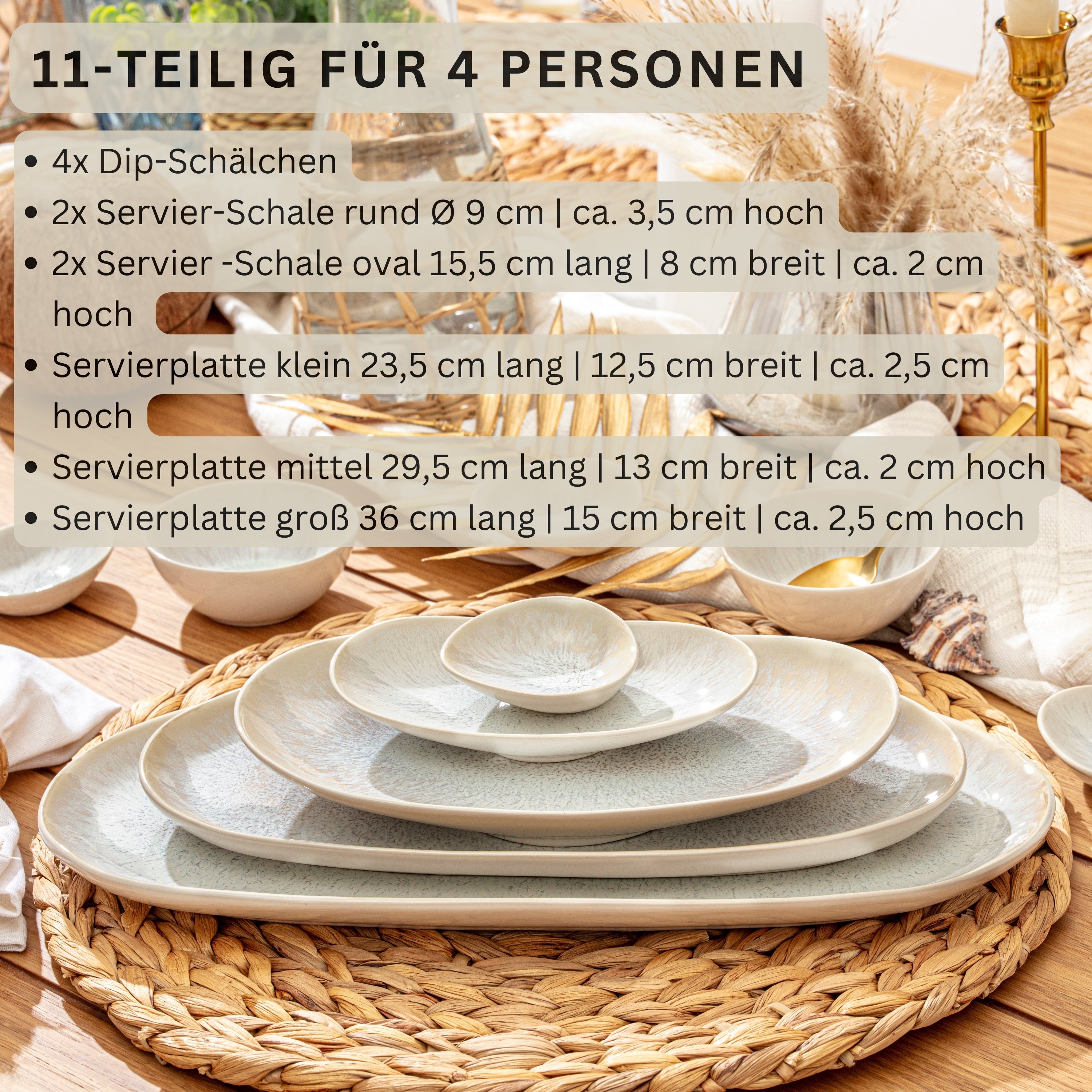 SÄNGER Steingut Servierplatten Set Korfu 11 teilig