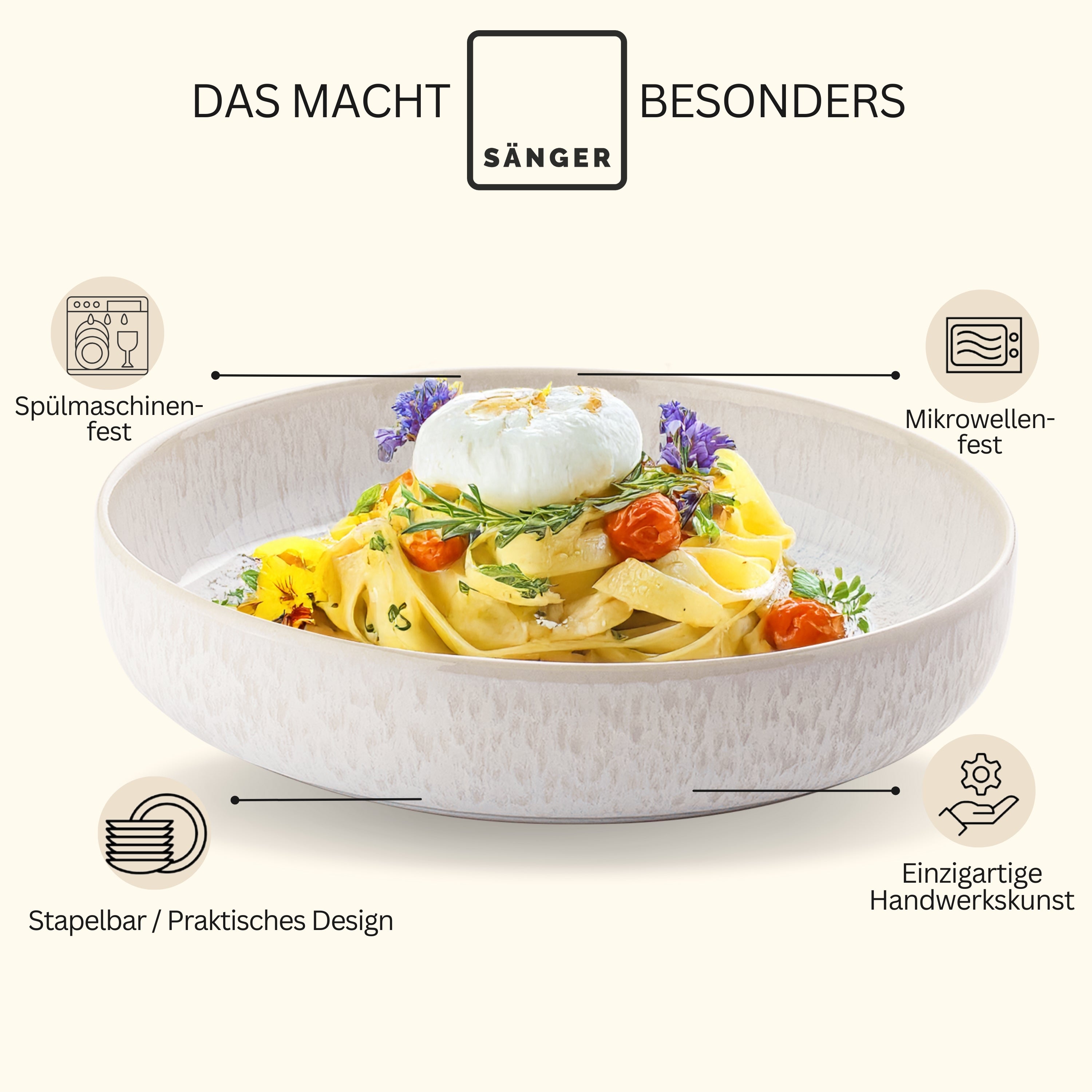 SÄNGER Große Pastaschalen Set Korfu 4 teilig