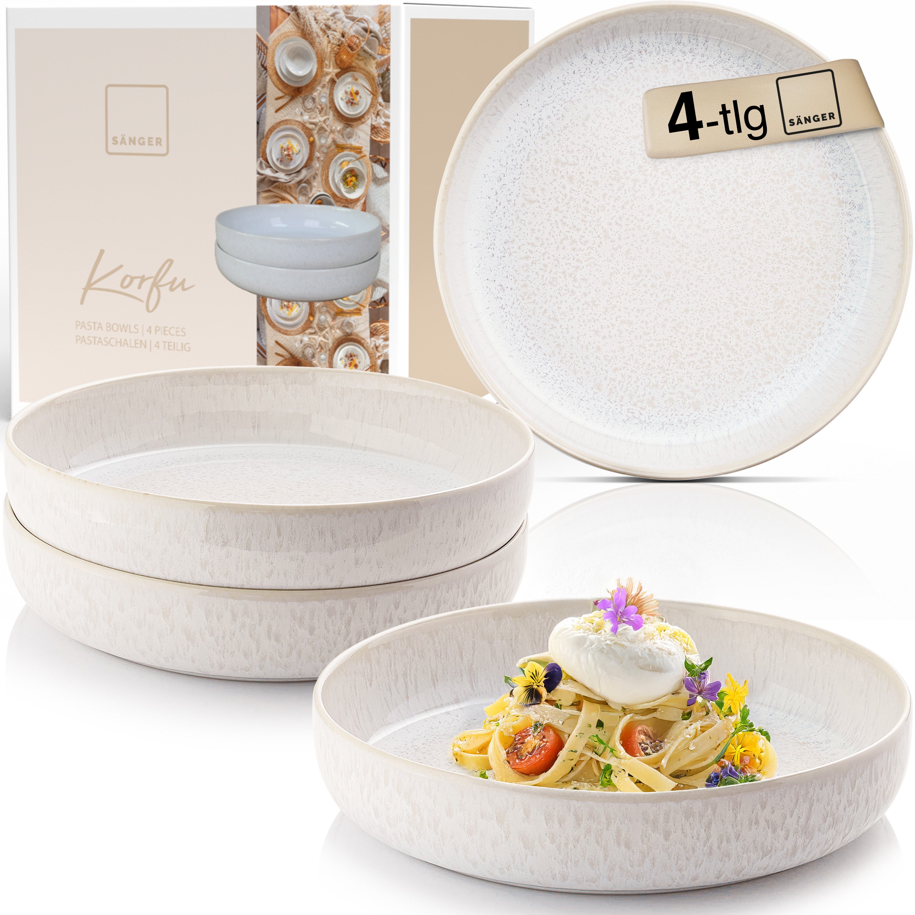 SÄNGER Große Pastaschalen Set Korfu 4 teilig
